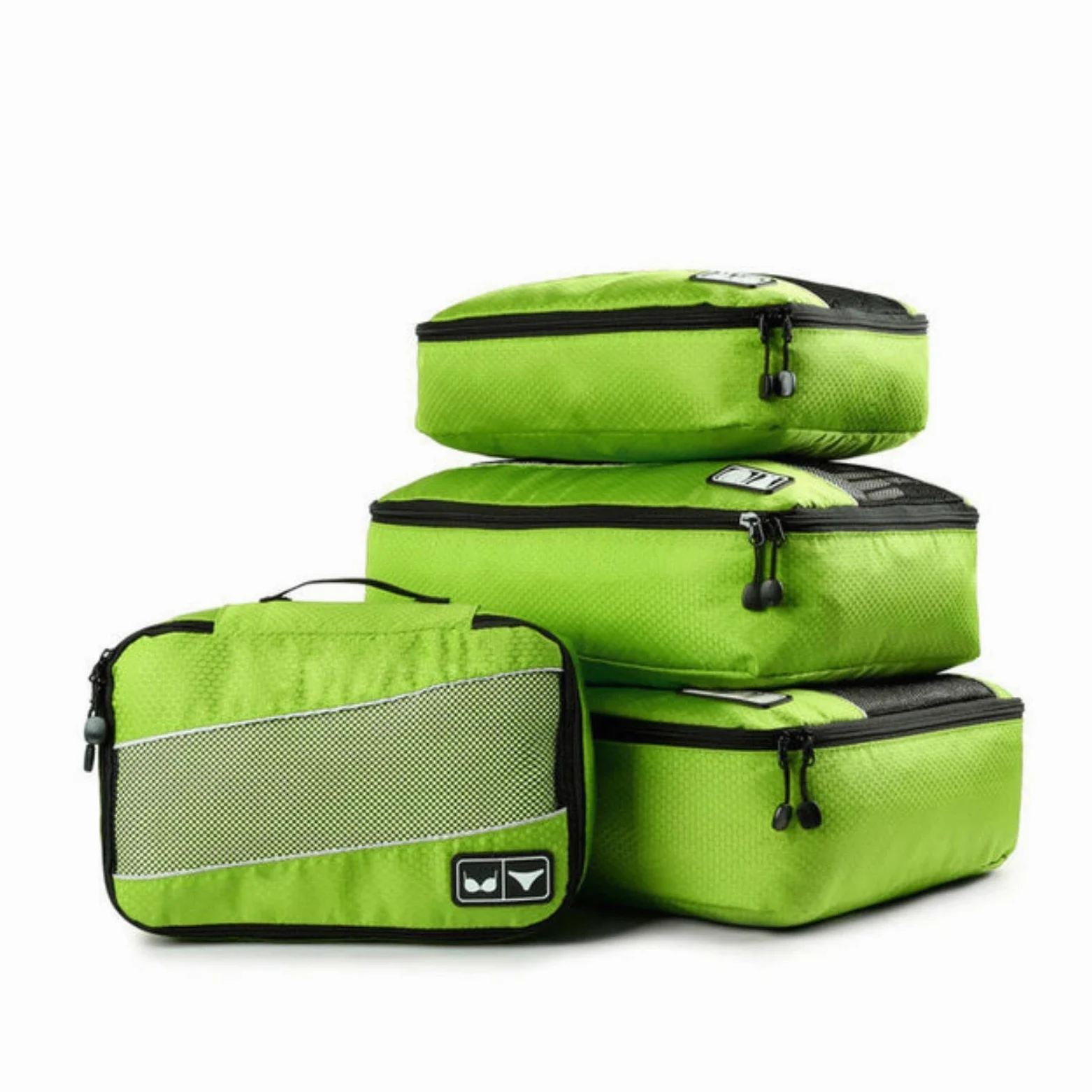 4-częściowy zestaw Organizer do walizki Kostka do pakowania podróżnego Nylon Oddychający Mężczyźni Kobiety Organizator bagażu Zestaw kostek-4 sztuki Róża (4 sztuki Zielony L, M)