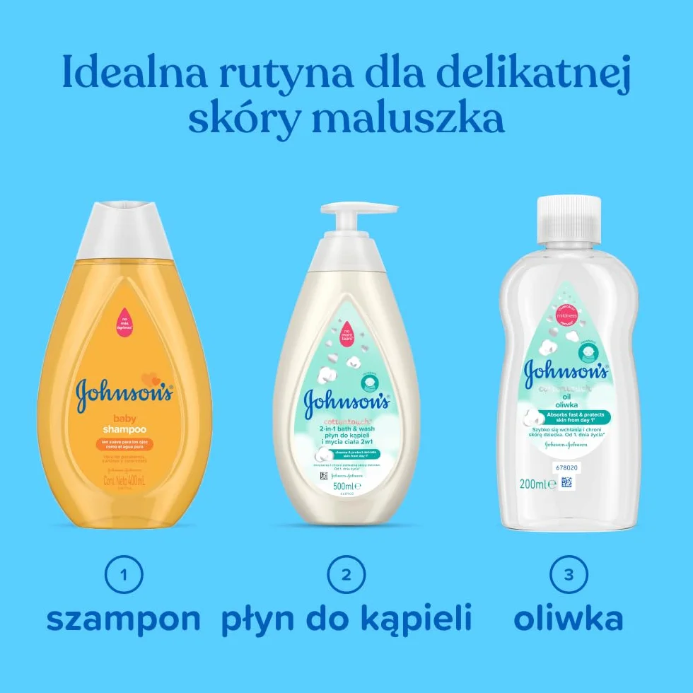 Johnson's Cotton Touch płyn do kąpieli 500 ml z Pompką Płyn do kąpieli i mycia ciała 2 w 1, do stosowania u noworodków od pierwszego dnia życia. Zawiera czystą bawełnę.