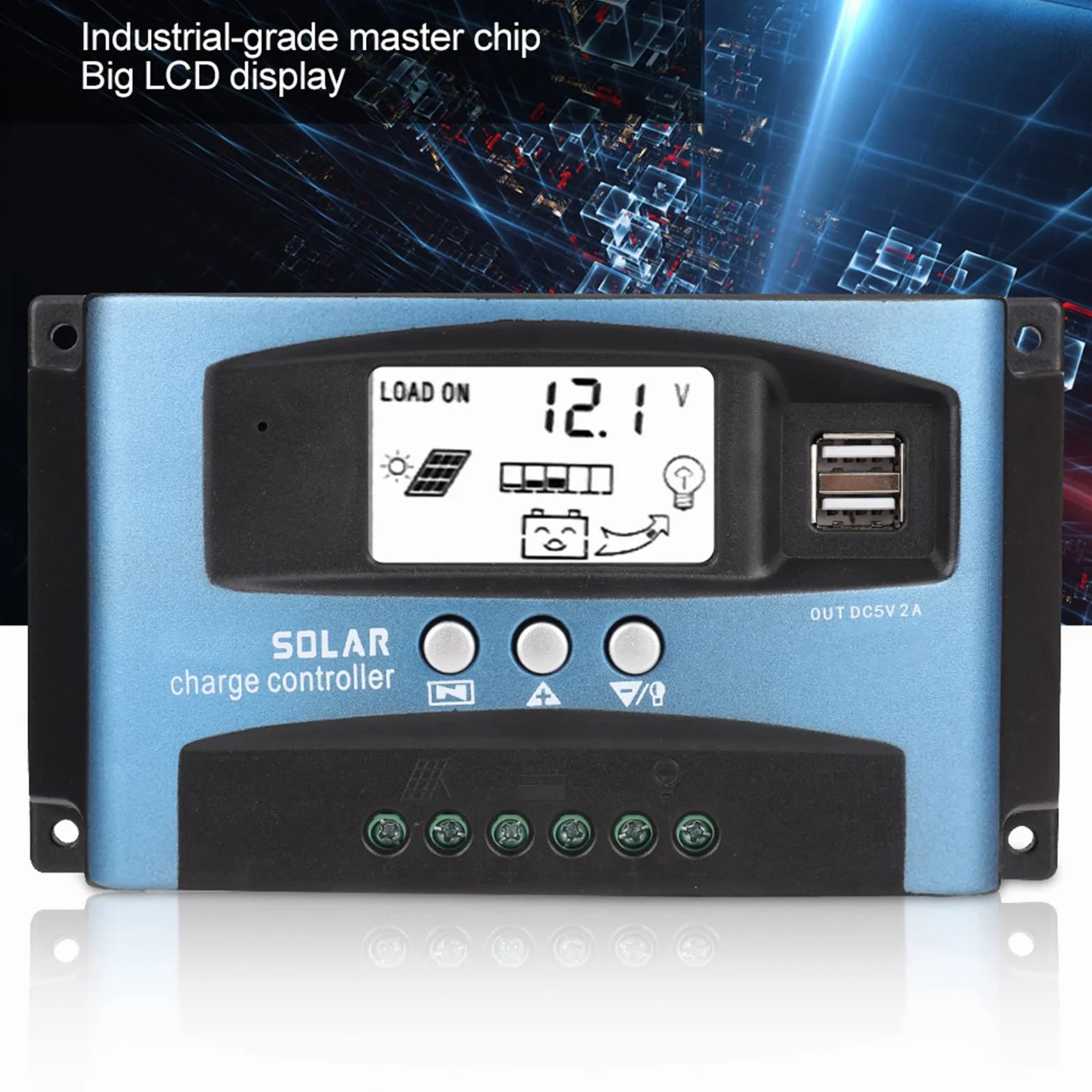 Kontroler ładowania słonecznego, MPPT 40/50/60/100A ładowarka solarna regulator ładowania kontroler panelu podwójny wyświetlacz LCD USB 12 V 24 V do paneli słonecznych (50A)