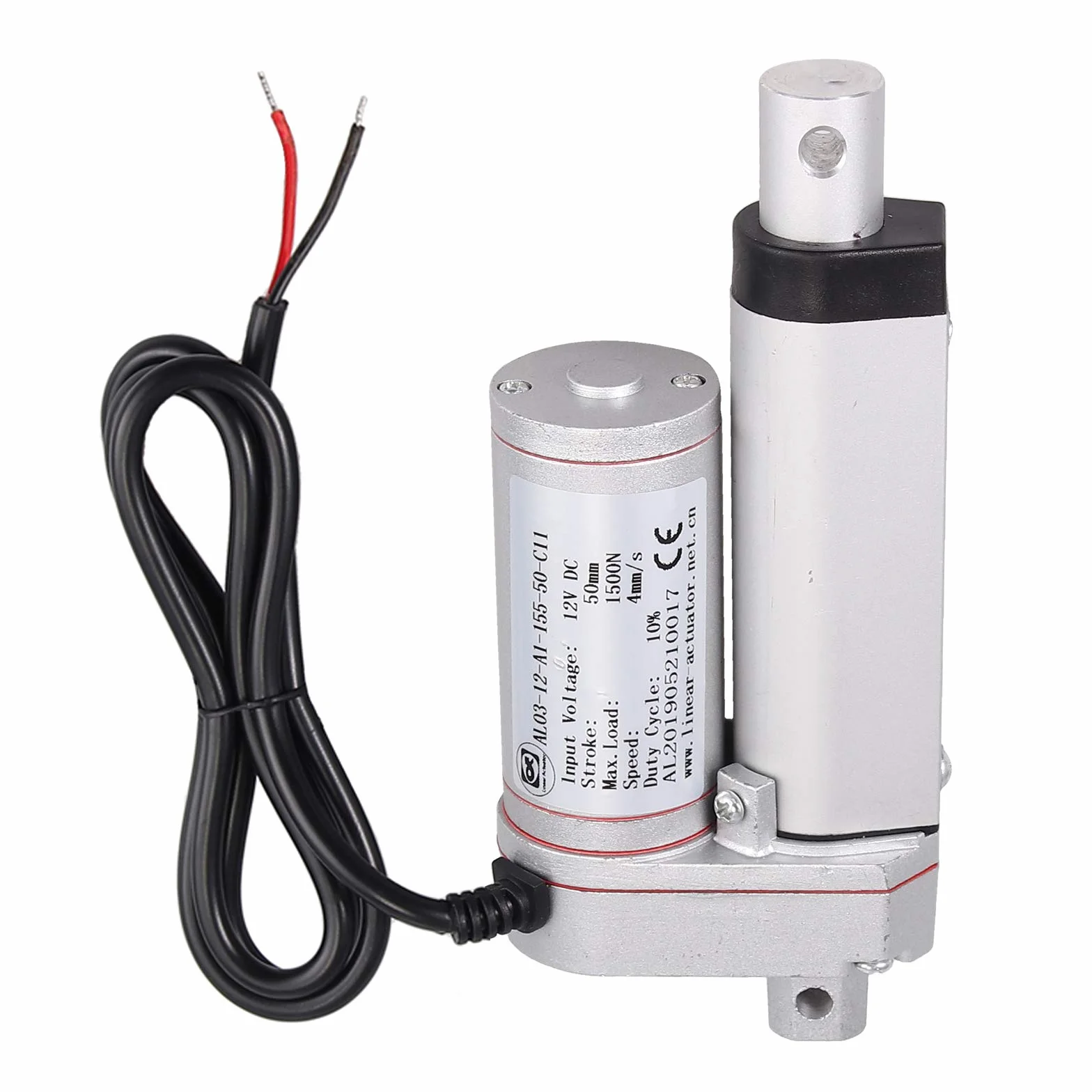 AUTOUTLET siłownik liniowy, do otwierania bramy, do dużych obciążeń 150 kg, 12 V DC, 1500 N, 50 mm, elektryczny siłownik liniowy do samochodów, mebli i innych