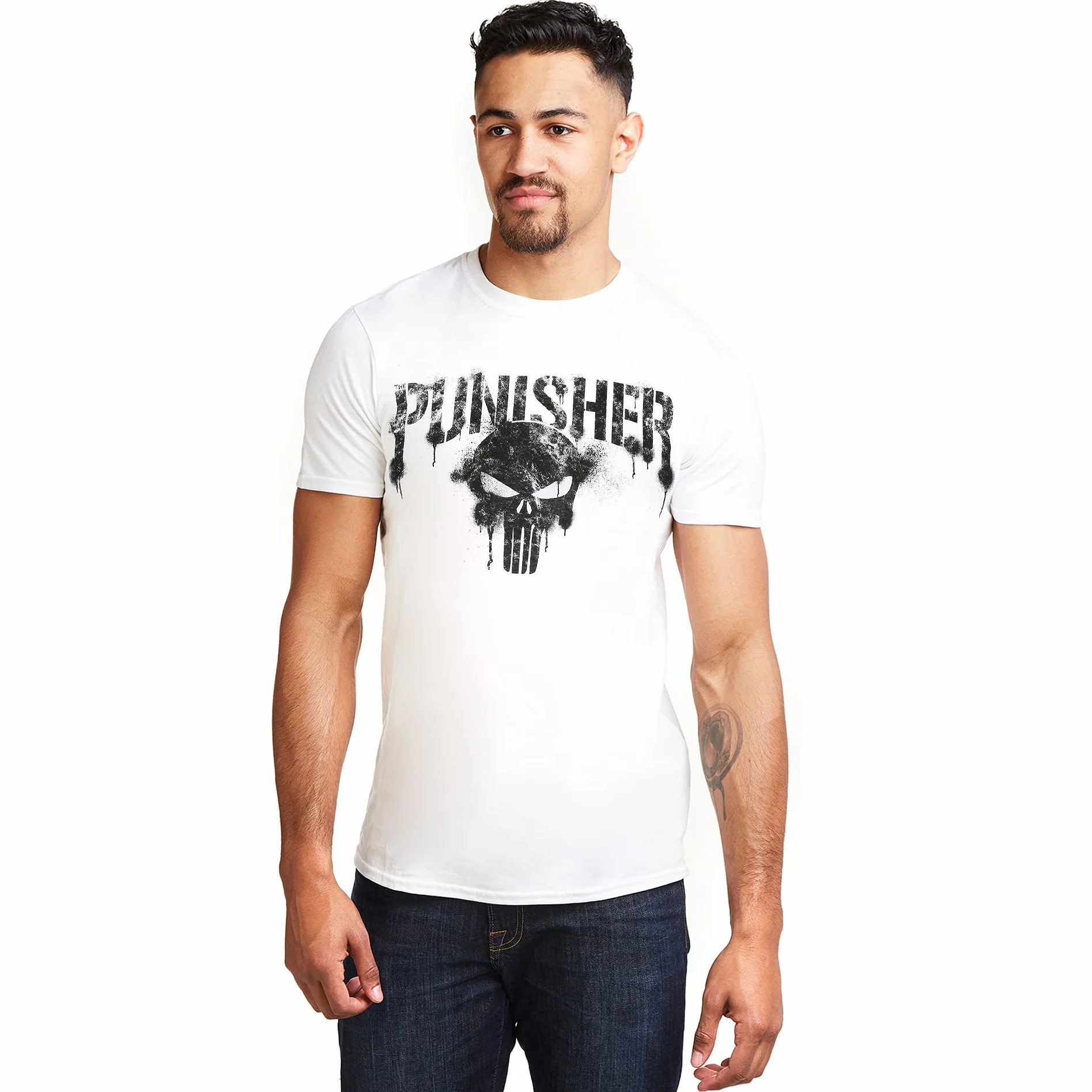 Marvel Męska koszulka Punisher Text biały L