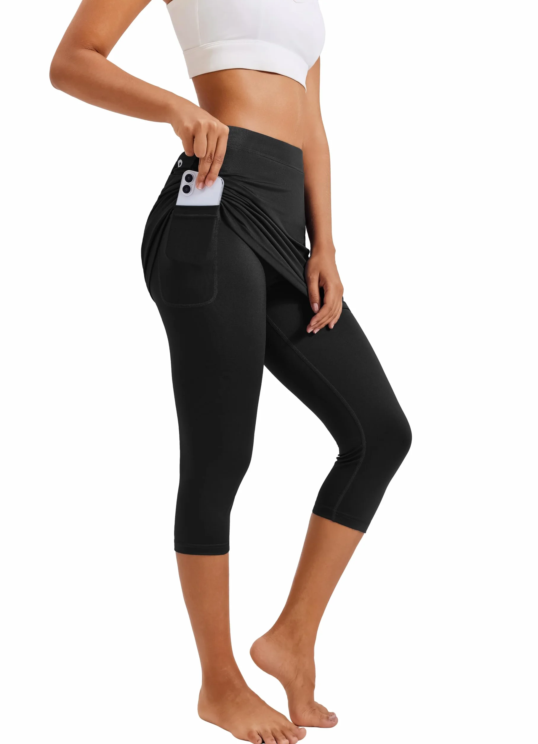PINSPARK Damskie spodenki sportowe, legginsy ze spódnicą, spódniczką, jogą, bieganiem, odzież tenisowa