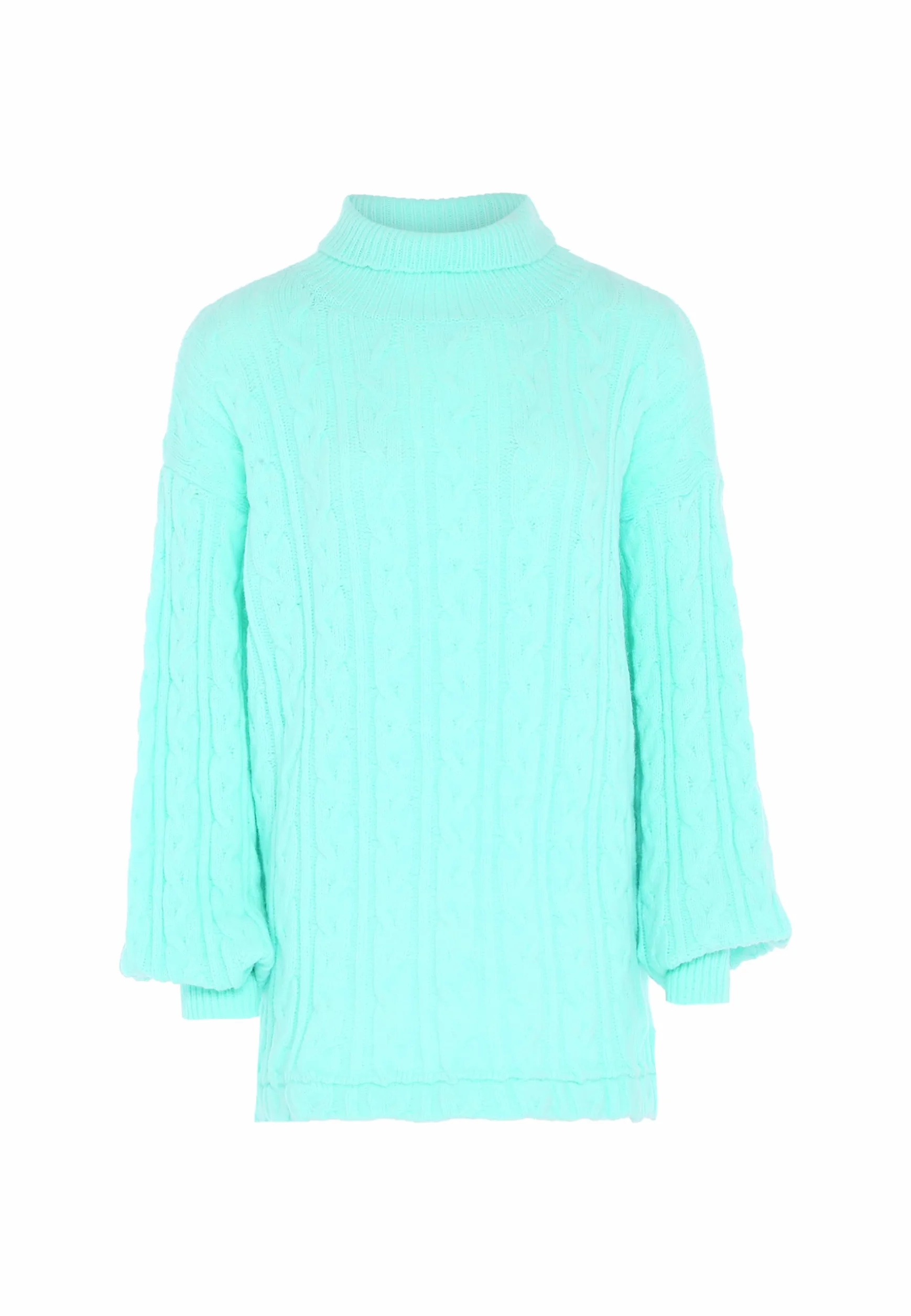 Aleva Damski sweter z golfem Twist modny akryl delikatny miętowy rozmiar M/L, Delikatna mięta, M