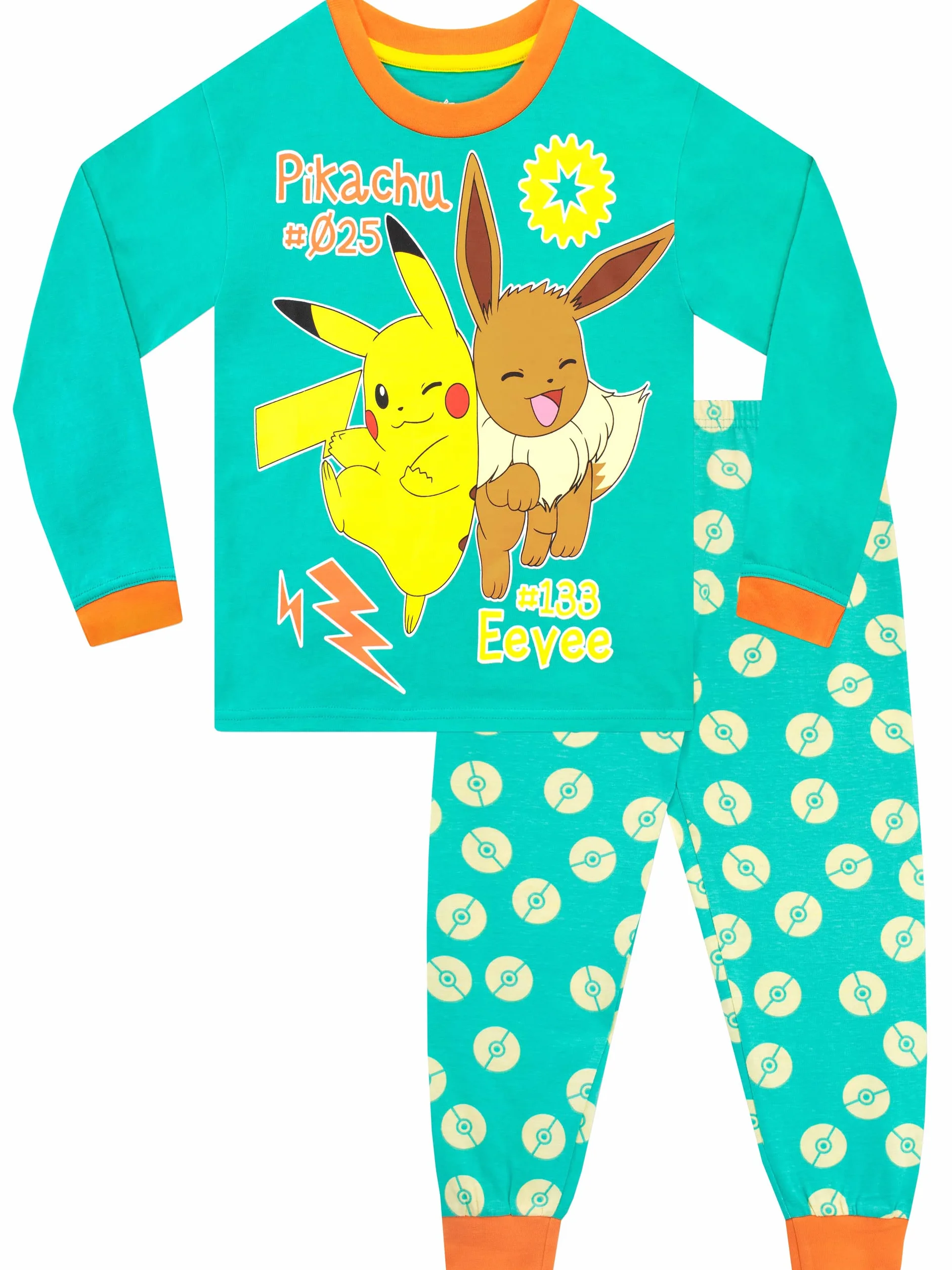 Pokémon Piżama Dziecięca Pikachu Eevee Długie Rękawy Bielizna Nocna