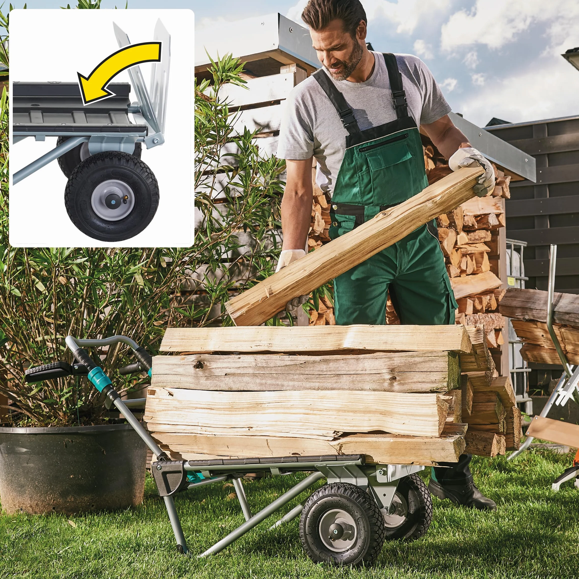wolfcraft System transportowy TS 2500 I 5535000 I funkcja 2 w 1: wózek transportowy i wózek przesuwny I elastyczne zastosowanie I funkcja szybkiego składania I obrotowe uchwyty I kompaktowy wymiar po