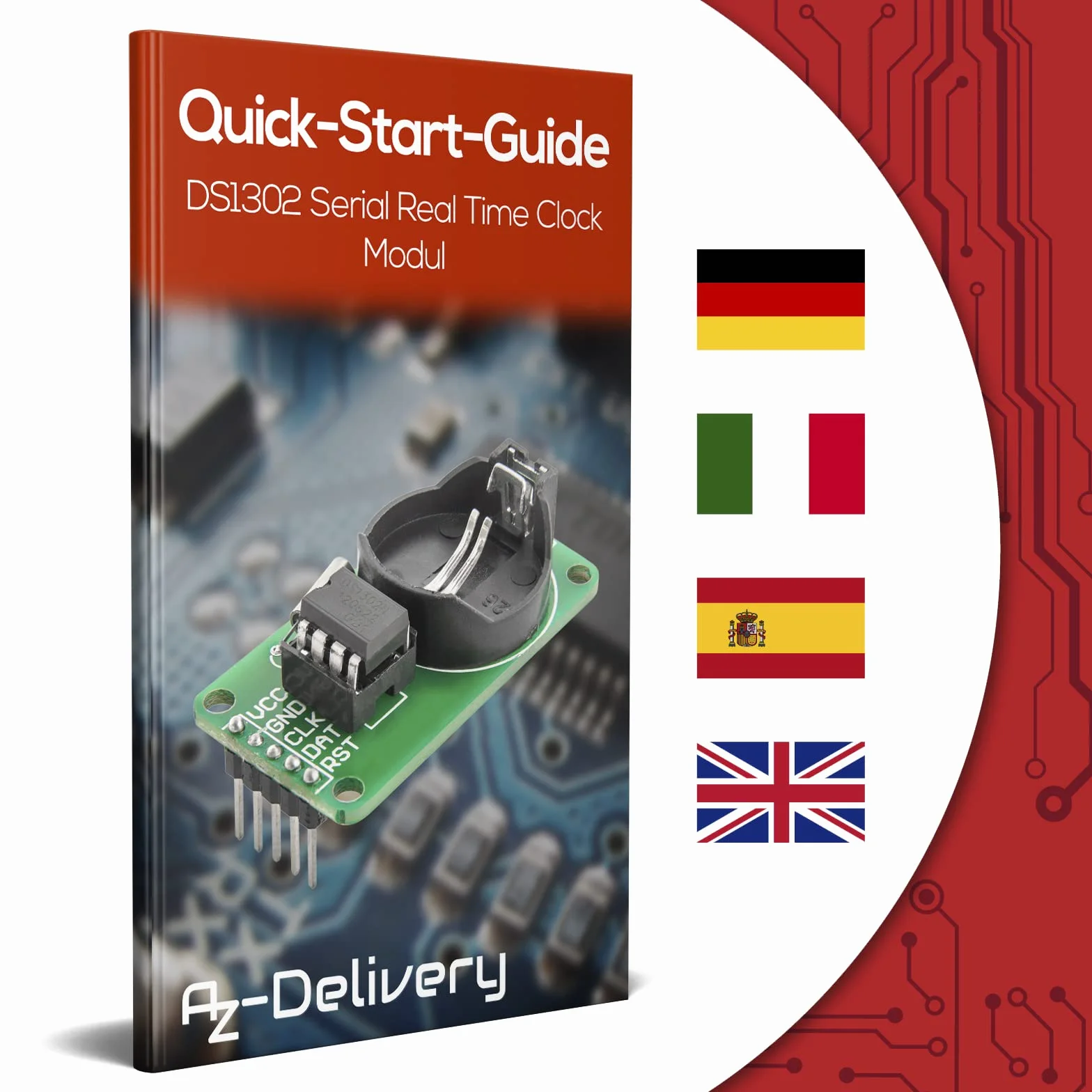 AZDelivery 5 x DS1302 Szeregowy zegar czasu rzeczywistego RTC Moduł zegara czasu rzeczywistego kompatybilny z Arduino i Raspberry Pi w tym E-Book