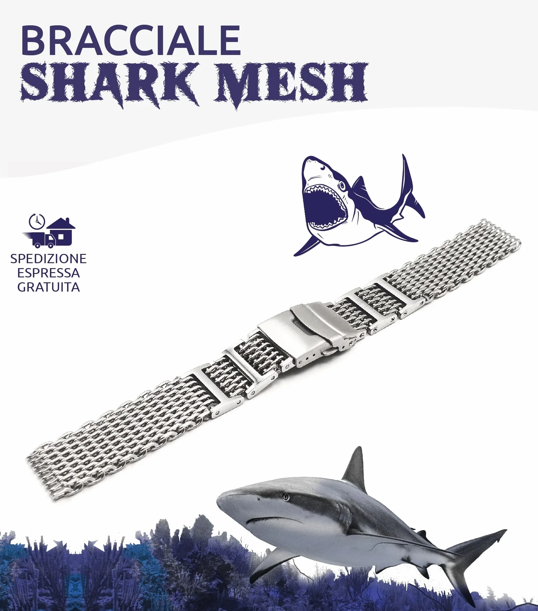 Bransoletka Shark Mesh ze stali nierdzewnej ONE More STRAP 20mm22mm 24mm kompatybilny z Citizen Promaster i Seiko SKX sub diver pasek do zegarka milan