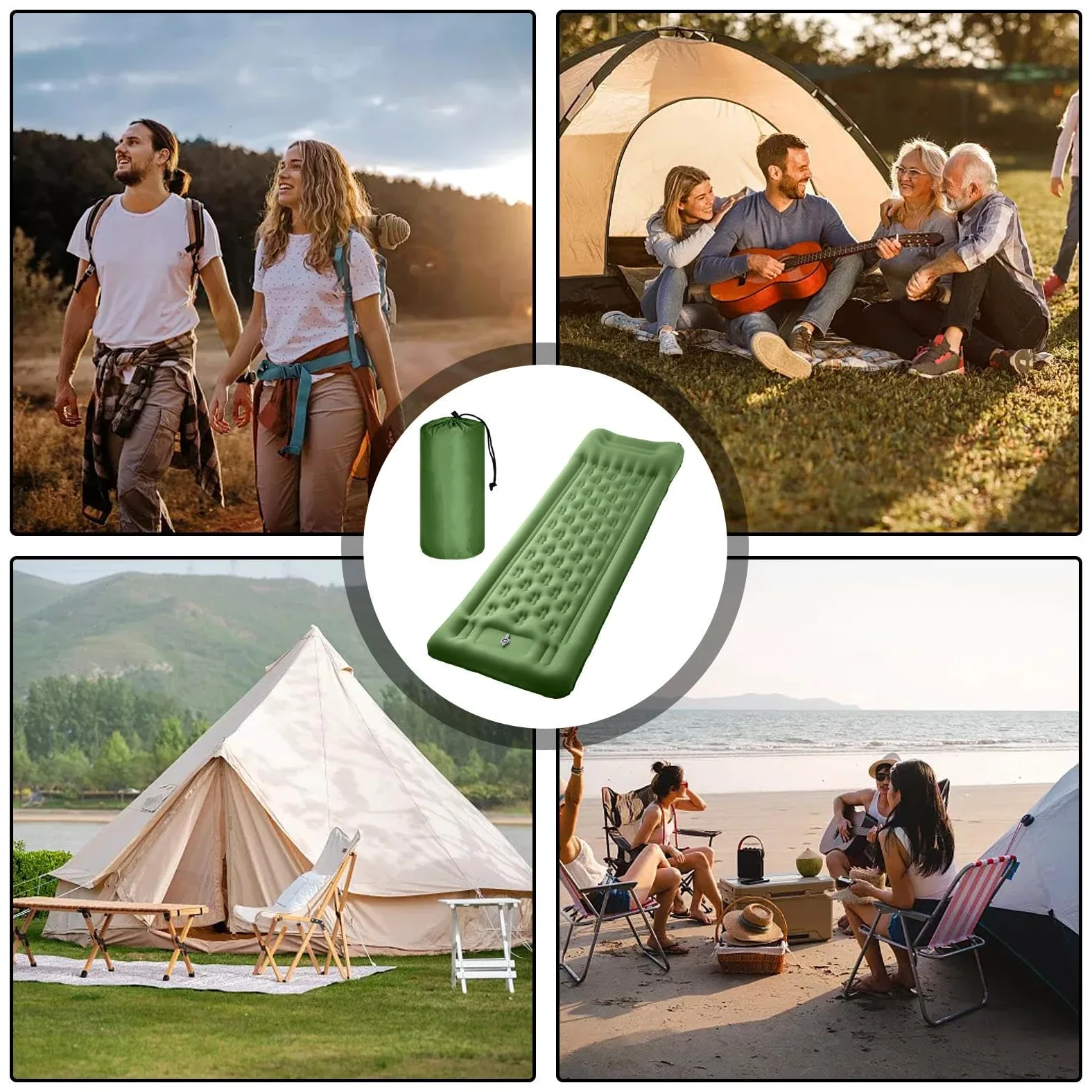 Materac Turystyczny Do Spania Na Camping Przenośny Materac O Grubości 11 | Podkład Do Spania Z Wbudowaną Pompą Nożną dla Dorosłych na Wędrówki Podróże Outdoor do Namiotu i Samochodu