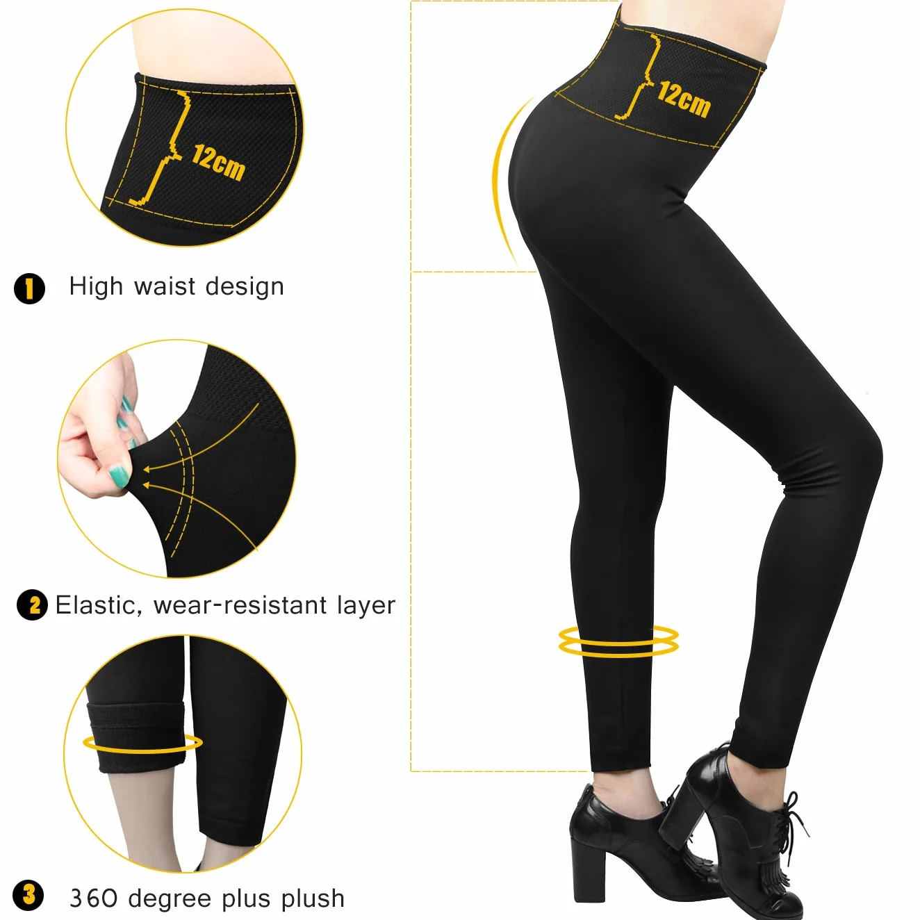 Moon Wood 7 Pack Women’s Fleece Lined Leggings High Waist Soft Stretchy Winter Warm Leggings
