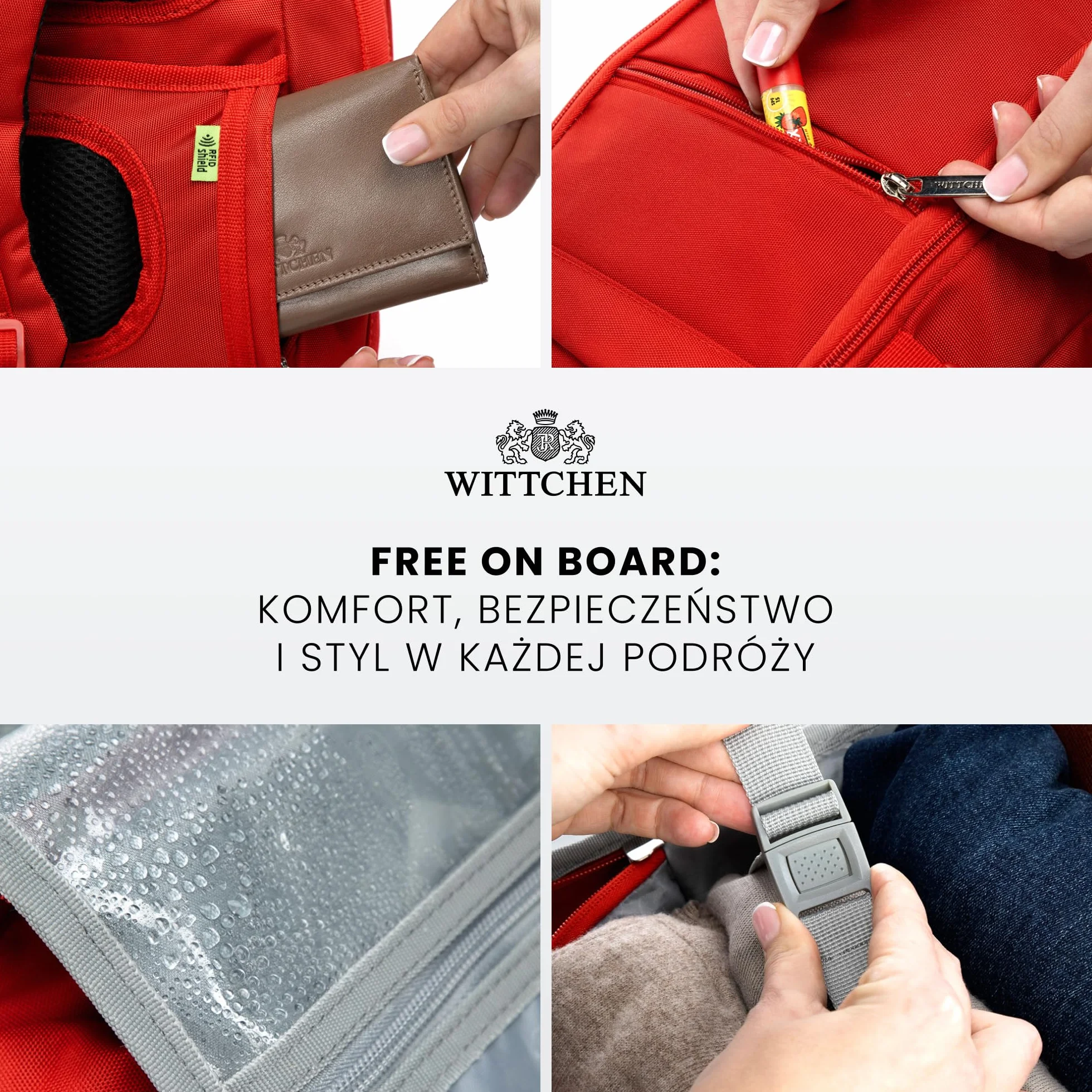 WITTCHEN Poszerzany plecak do samolotu | Plecak podręczny 32 l | Wodoodporny plecak na laptopa 17 cali | Plecak podróżny w rozmiarze kabinowym | 47 × 32 × 14–18 cm