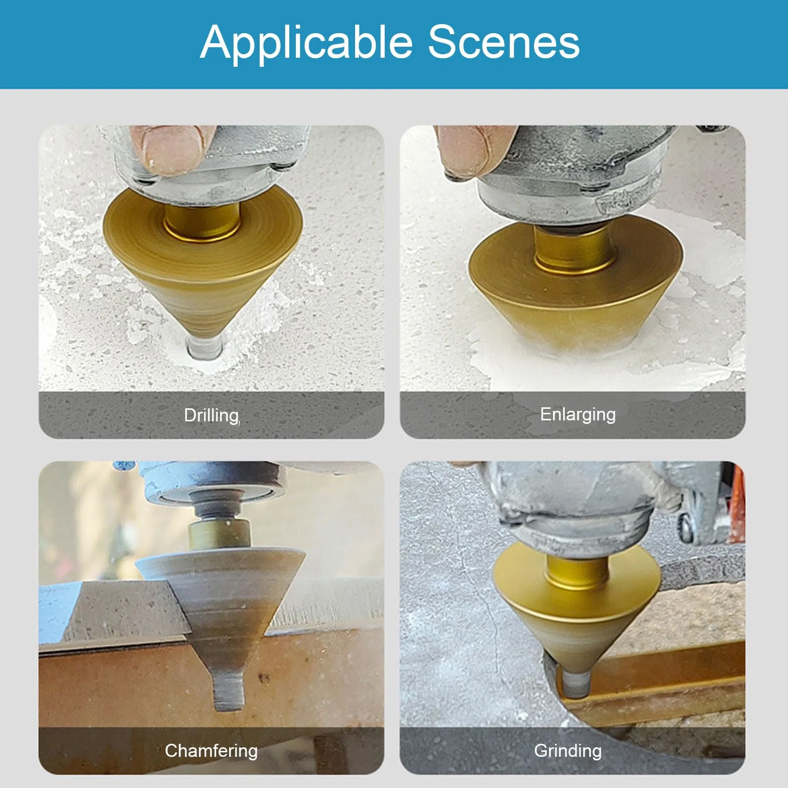 Diamond Beveling Bit Angle Grinder Cone Bit for Marble Tile Quartz Drilling Enlarging Chamfering Grinding 38mm Diameter (M14)