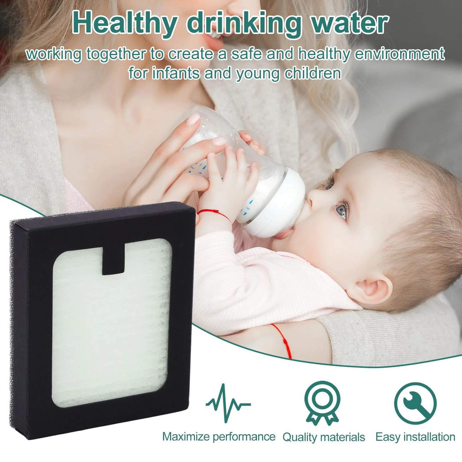 4 Sztuki Filtr Zastępczy Kompatybilny z Baby Brezza Baby Bottle Washer Pro, 6,7x5,8x1,3cm PP PET Butelka Środek Czystości Akcesoria Filtracyjne