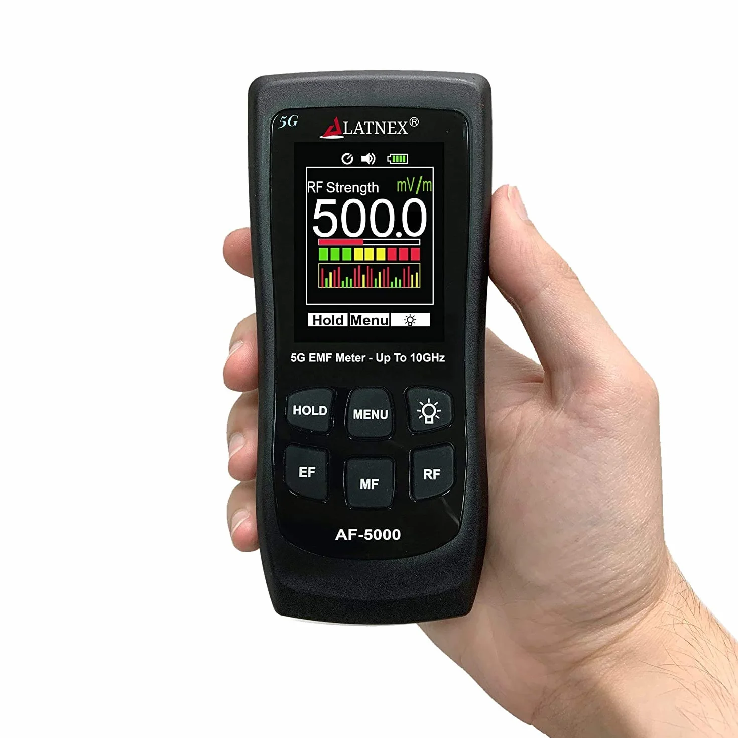 LATNEX AF-5000 - Trójosiowy tester EMF 5G RF, mikrofalówka i pola elektryczne ELF z certyfikatem kalibracji