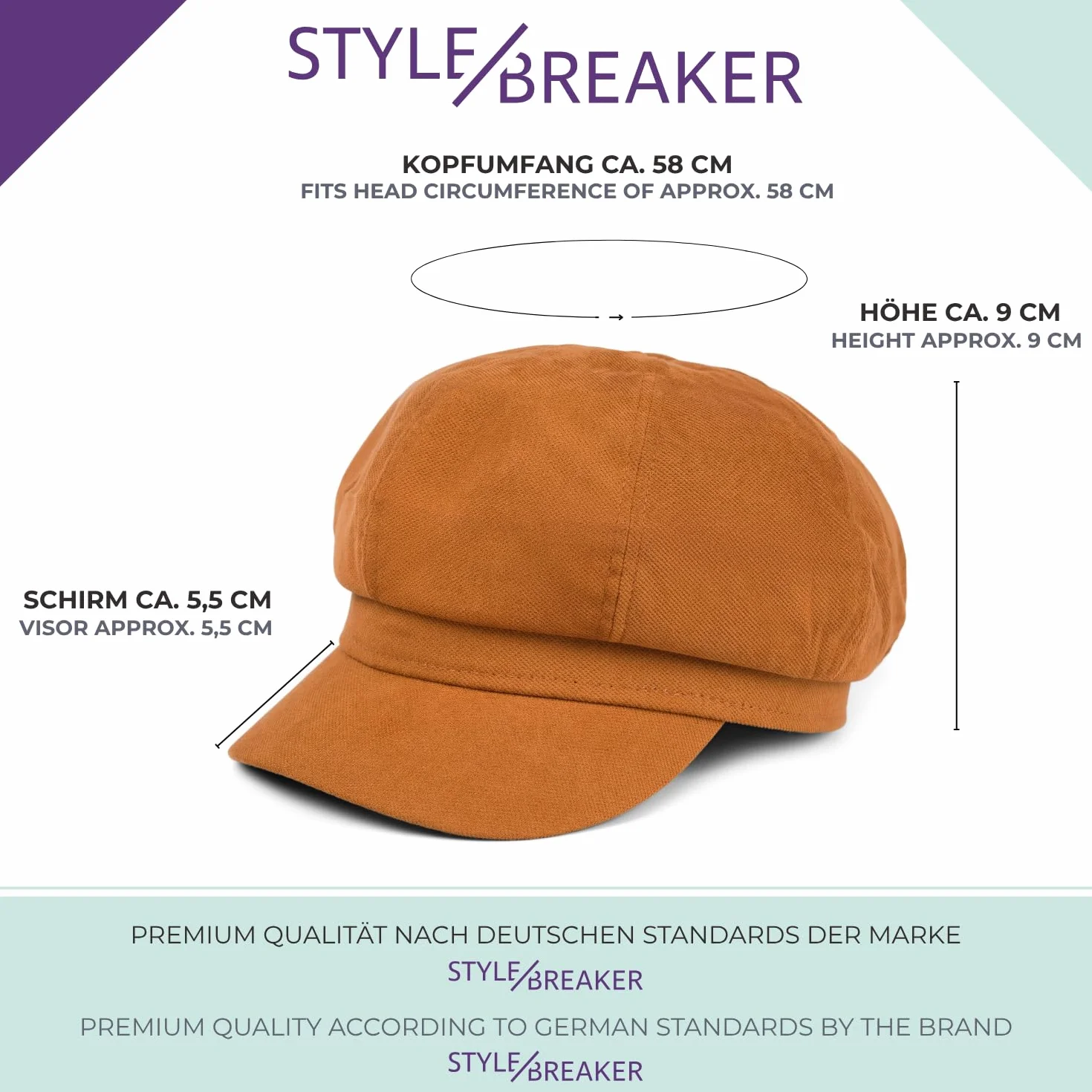 styleBREAKER Damska czapka balonowa z daszkiem vintage Bakerboy
