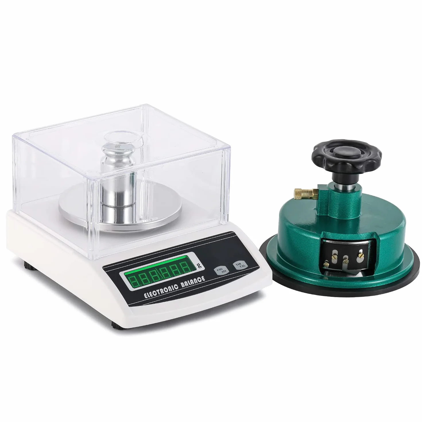Elektroniczna waga precyzyjna 300g/0,001 GSM Cyfrowa waga laboratoryjna z regulowanym dyskiem próbnik przecinak do tkanin 100cm2 od 0-2mm, do tekstyliów, tkanin, papieru (300g/0,001g + próbnik)