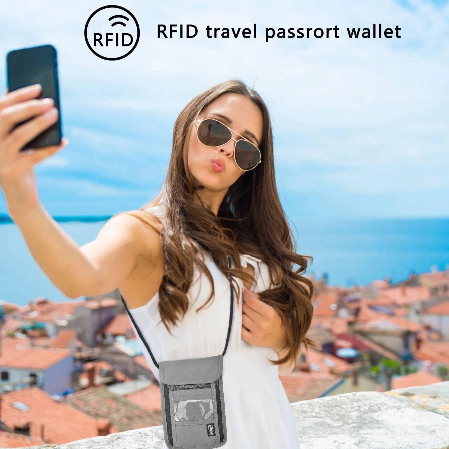 VOSSOT Torba na klatkę piersiową, uniseks, torba podróżna z ochroną RFID, wodoszczelna torba na paszport, organizer dla mężczyzn, kobiet, dzieci, chłopców, dziewczynek, maksymalne bezpieczeństwo na
