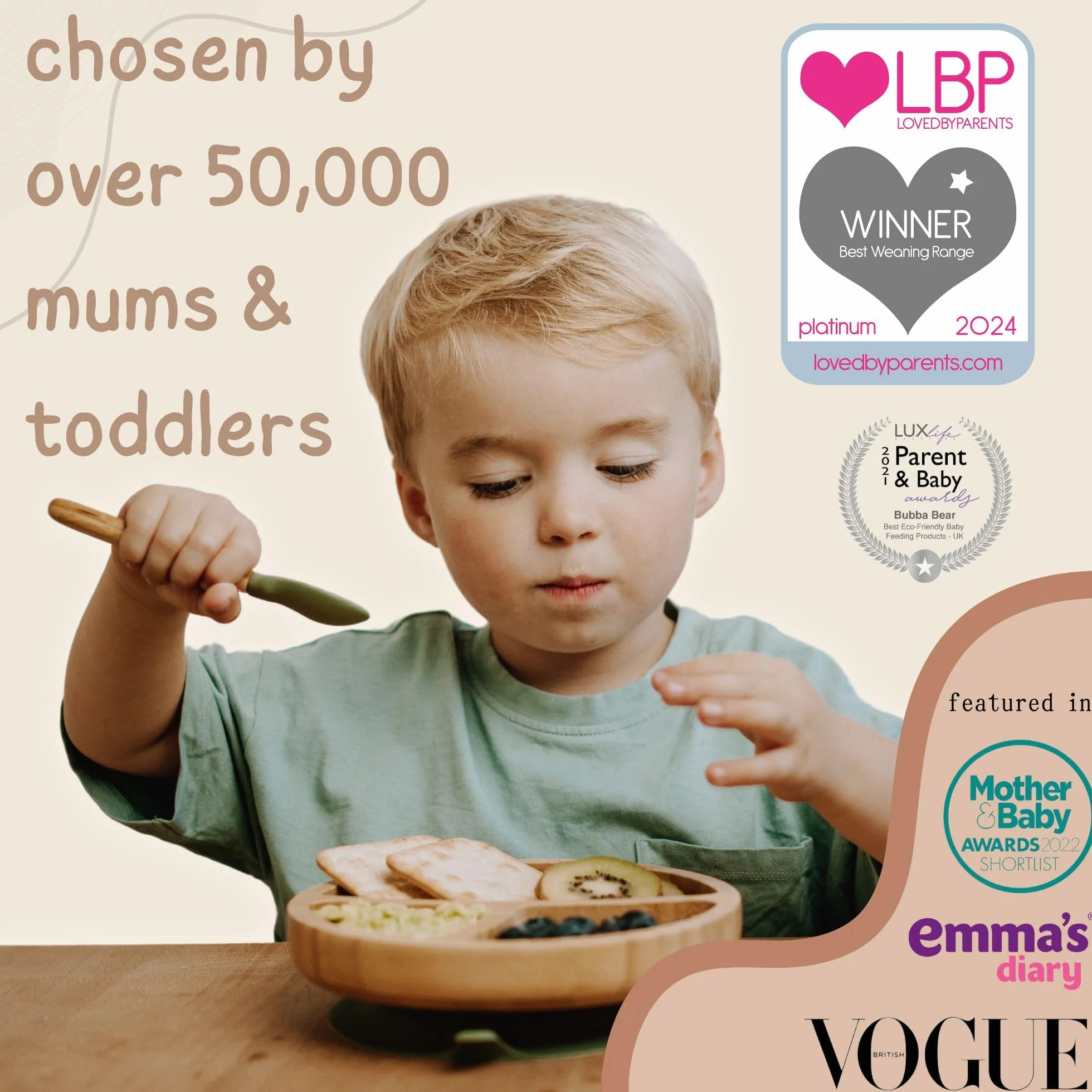 Bubba Bear Zestaw misek i talerzy z przyssawką dla niemowląt i małych dzieci | Weaning Bubba Bear e-book | zielony bambus