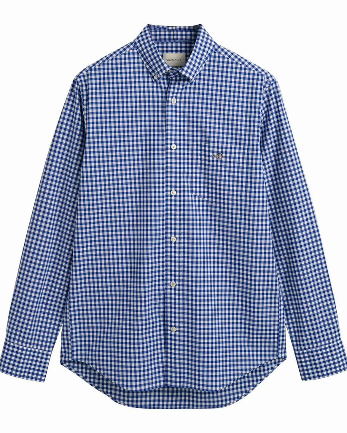 GANT Męska koszula Reg Poplin Gingham Klasyczna koszula, College Blue, L
