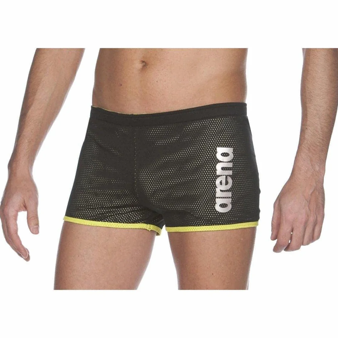 Arena Mężczyźni Square Cut Spodenki Kąpielowe, Czarny/Zielony, XL