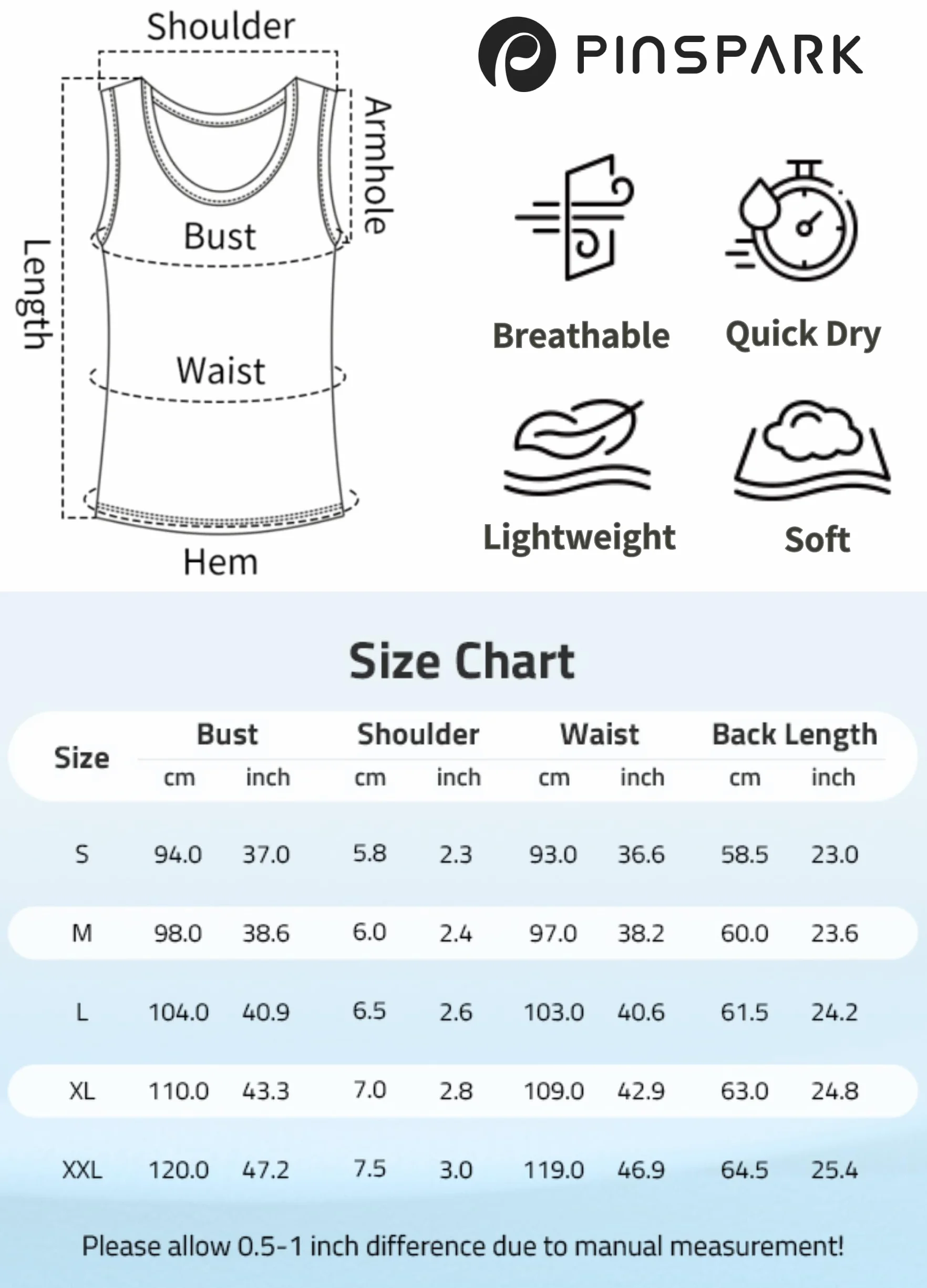 PINSPARK Damski sportowy tank top bez rękawów, oddychający top z siateczki, na siłownię, lekki top sportowy, luźny top do jogi