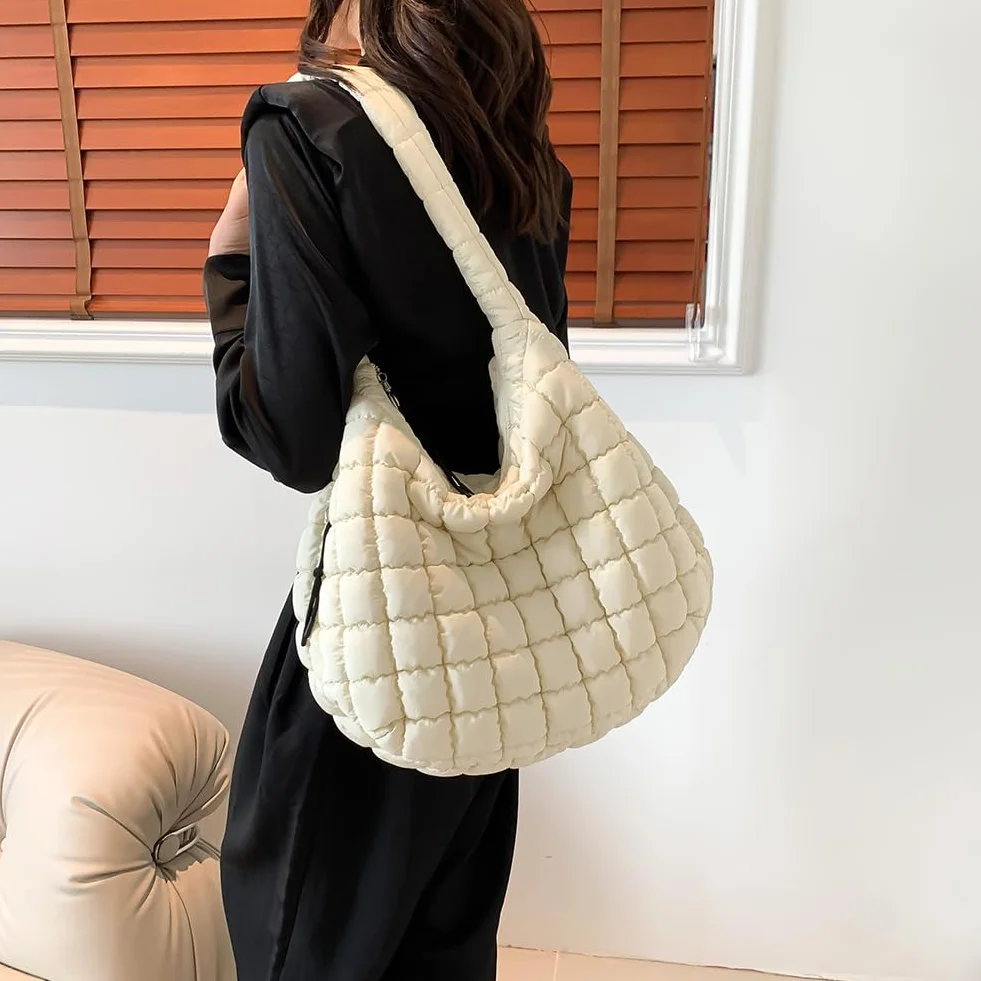 Damska torba hobo w chmurze duża pojemność pikowana bąbelki torba crossbody jednolity kolor modna wyściełana torba na ramię puffer torby na ramię