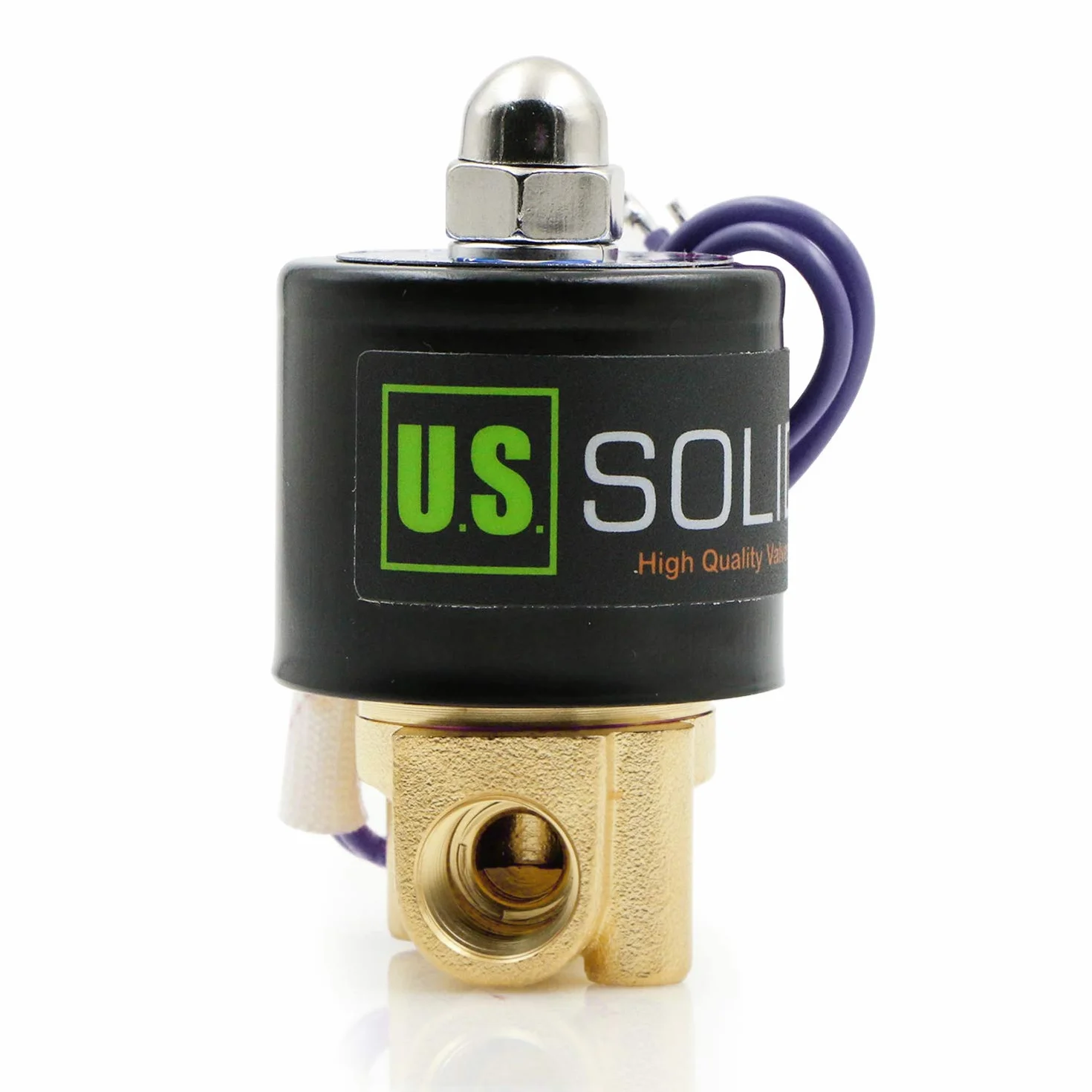 U.S. Solid 12V DC 1/4" G Elektryczny Zawór Elektrozawór Mosiądz Normalnie zamknięty "NC" Solenoid napęd bezpośredni Air Water Oil