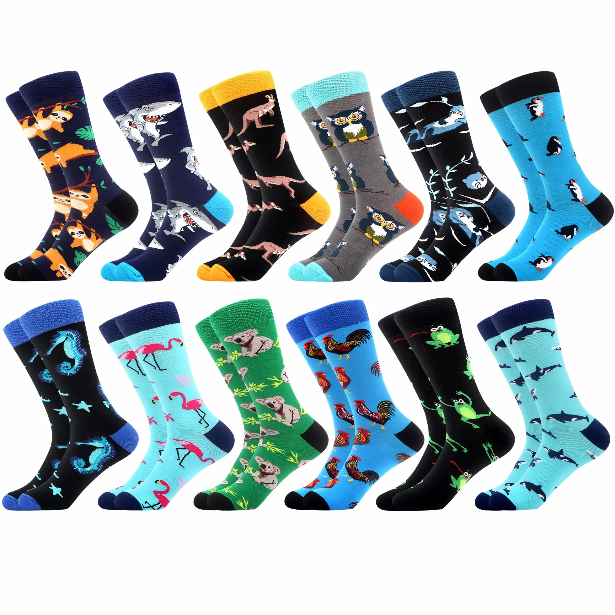 WeciBor Męska sukienka fajna kolorowa fantazyjna nowość zabawna codzienna czesana bawełna Crew Socks Pack