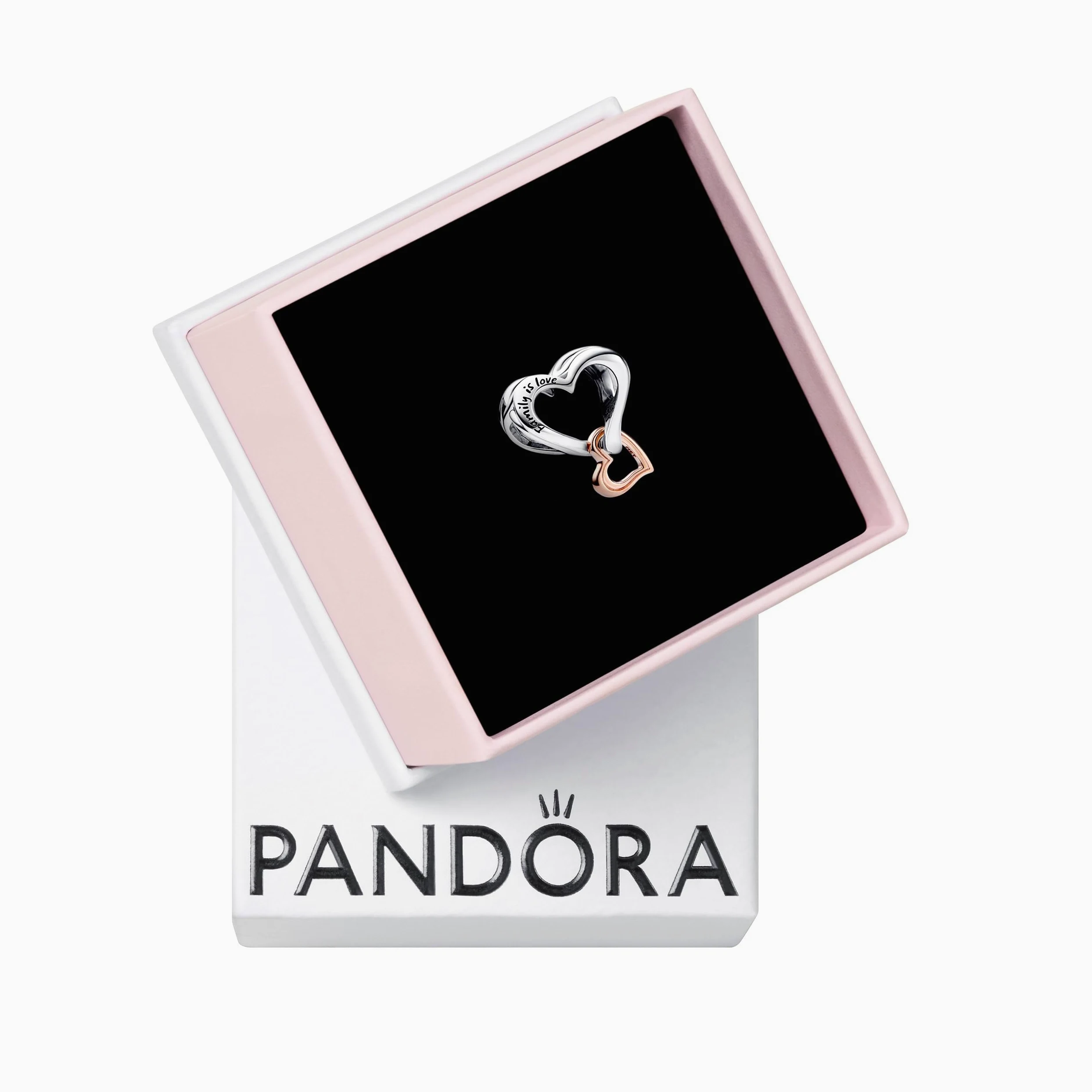 Pandora Moments Dwukolorowy pozłacany 14-karatowym różowym złotem charms ze srebra próby 925 z otworami
