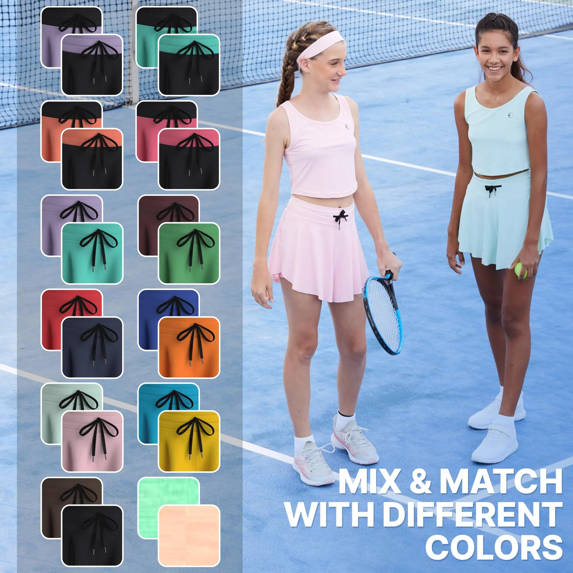 Zestaw odzieży sportowej dla dziewcząt Butterfly Shorts Skirts & Sleeveless Tops 5 sztuk