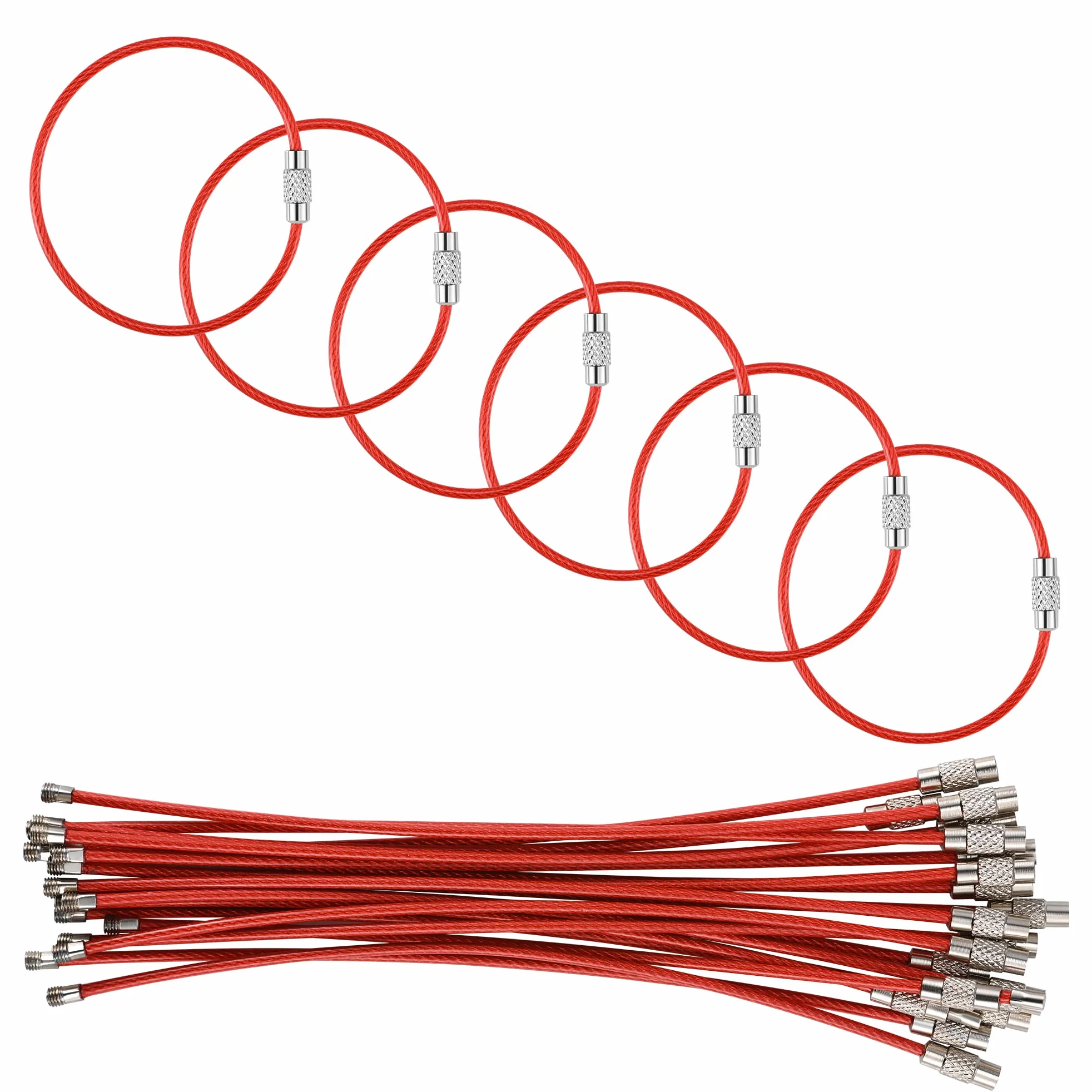 15 cm kabel do kluczy ze stali nierdzewnej, średnica drutu 2 mm, metalowa pętla do kluczy, nadaje się do uprawiania sportu, podróży, bagażu, identyfikatorów, akcesoriów DIY, 20 sztuk