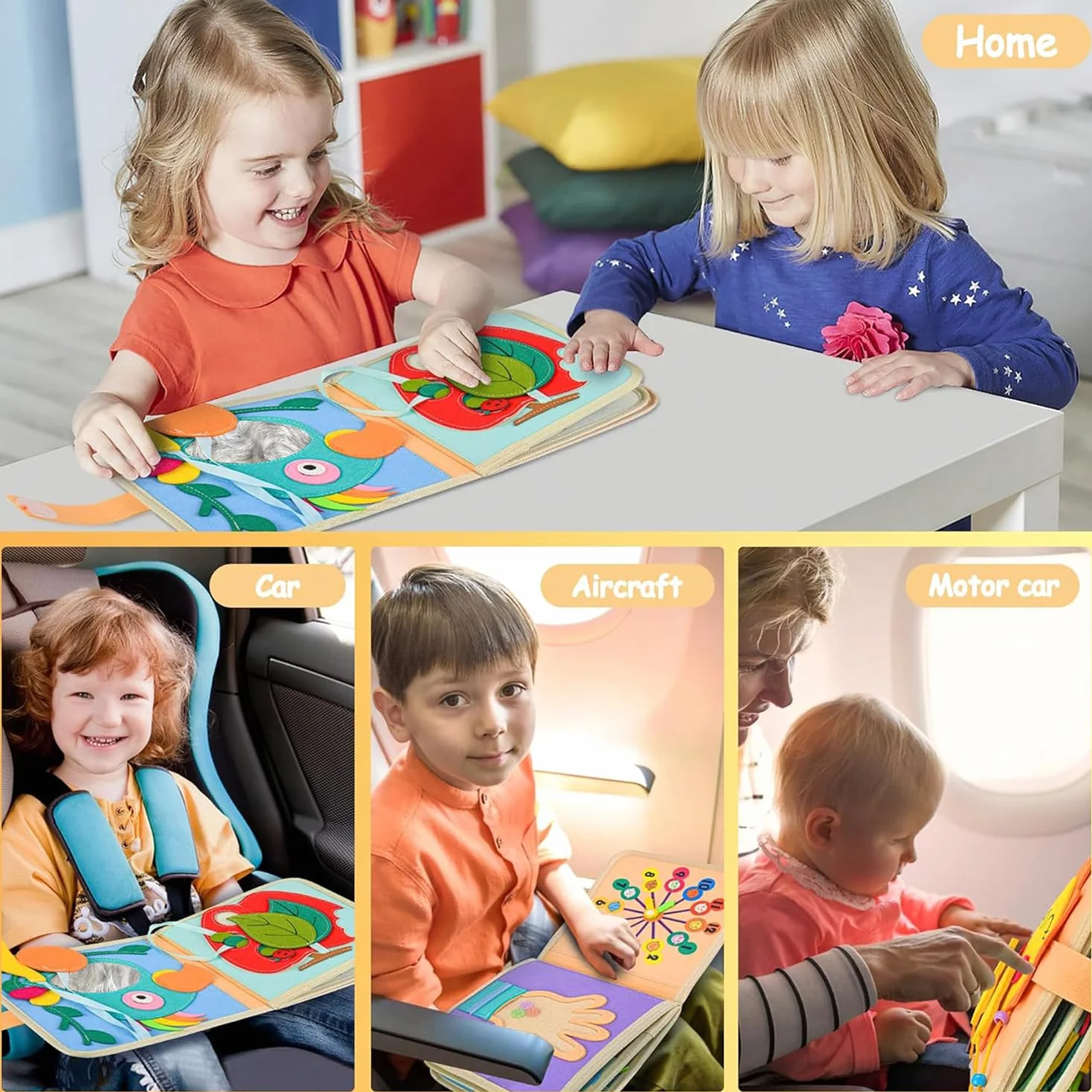Quiet Book od 1 roku | książka materiałowa dla niemowląt | filcowa książka Montessori | książki dla niemowląt z miękkiego materiału, wczesna nauka, umiejętności życiowe, zabawka edukacyjna, filc 3D,