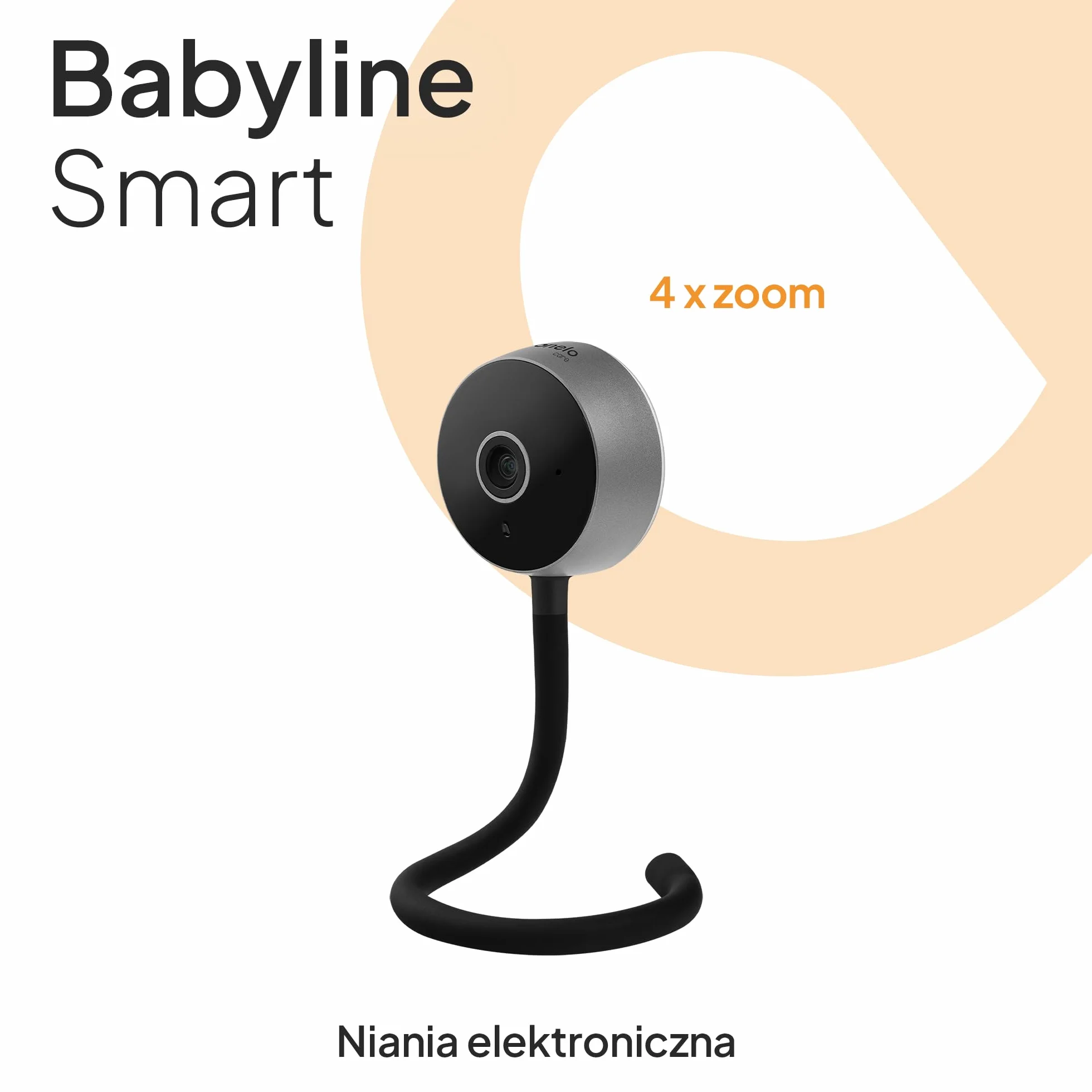 Lionelo Care Babyline Smart inteligentna elektroniczna elektroniczna niania niania, kamera dla niemowląt, Wi-Fi, aplikacja mobilna, wykrywanie ruchu i hałasu, widoczność w ciemności