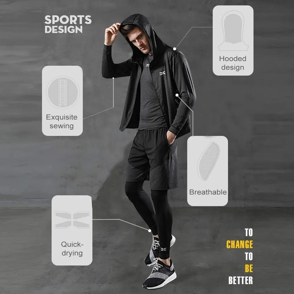 Męskie stroje gimnastyczne sportowe zestaw do biegania treningowe fitness