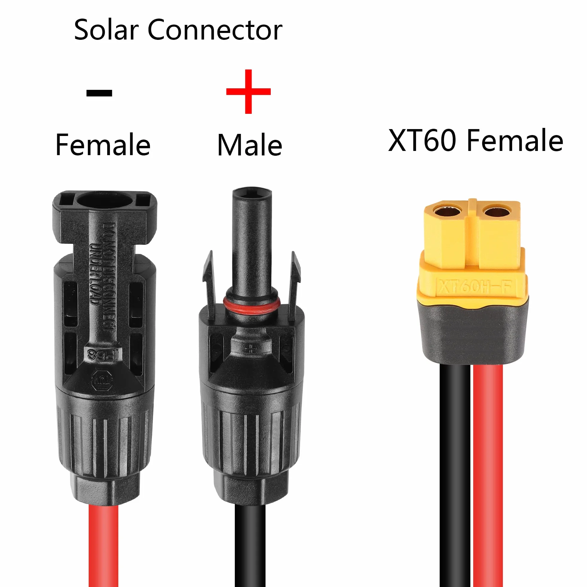 YAODHAOD Panel słoneczny, wtyczka do adaptera XT60, gniazdo 12AWG XT60, panel słoneczny, kabel zasilający do panelu słonecznego, wtyczka do ładowania solarnego do przenośnej energii i generatora solarnego