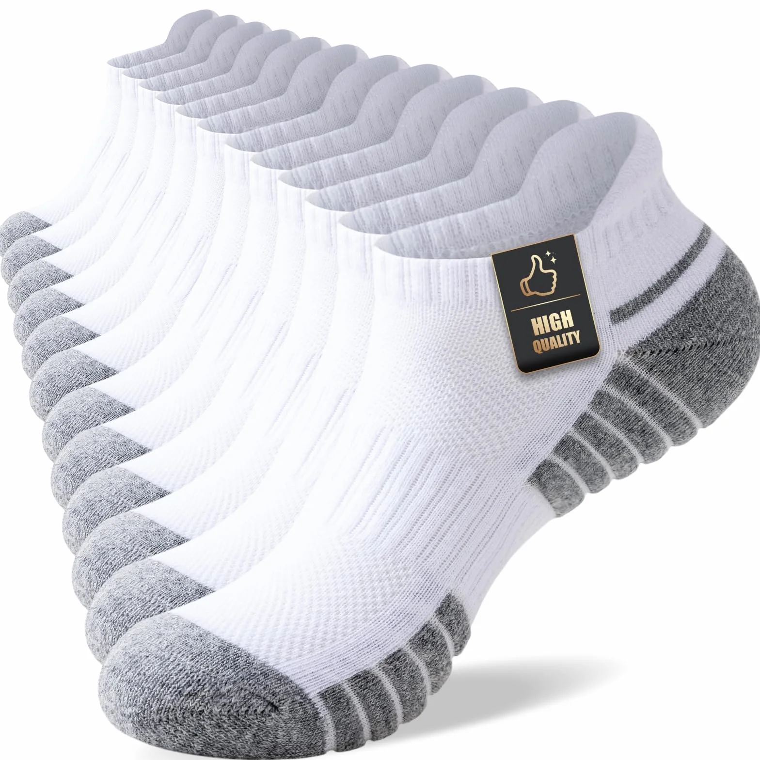 SockWaddles Skarpety treningowe dla mężczyzn i kobiet, 6 par oddychających skarpet do kostek z poduszką, odporne na pęcherze, skarpety do biegania z podparciem łuku, bawełniane skarpety sportowe o