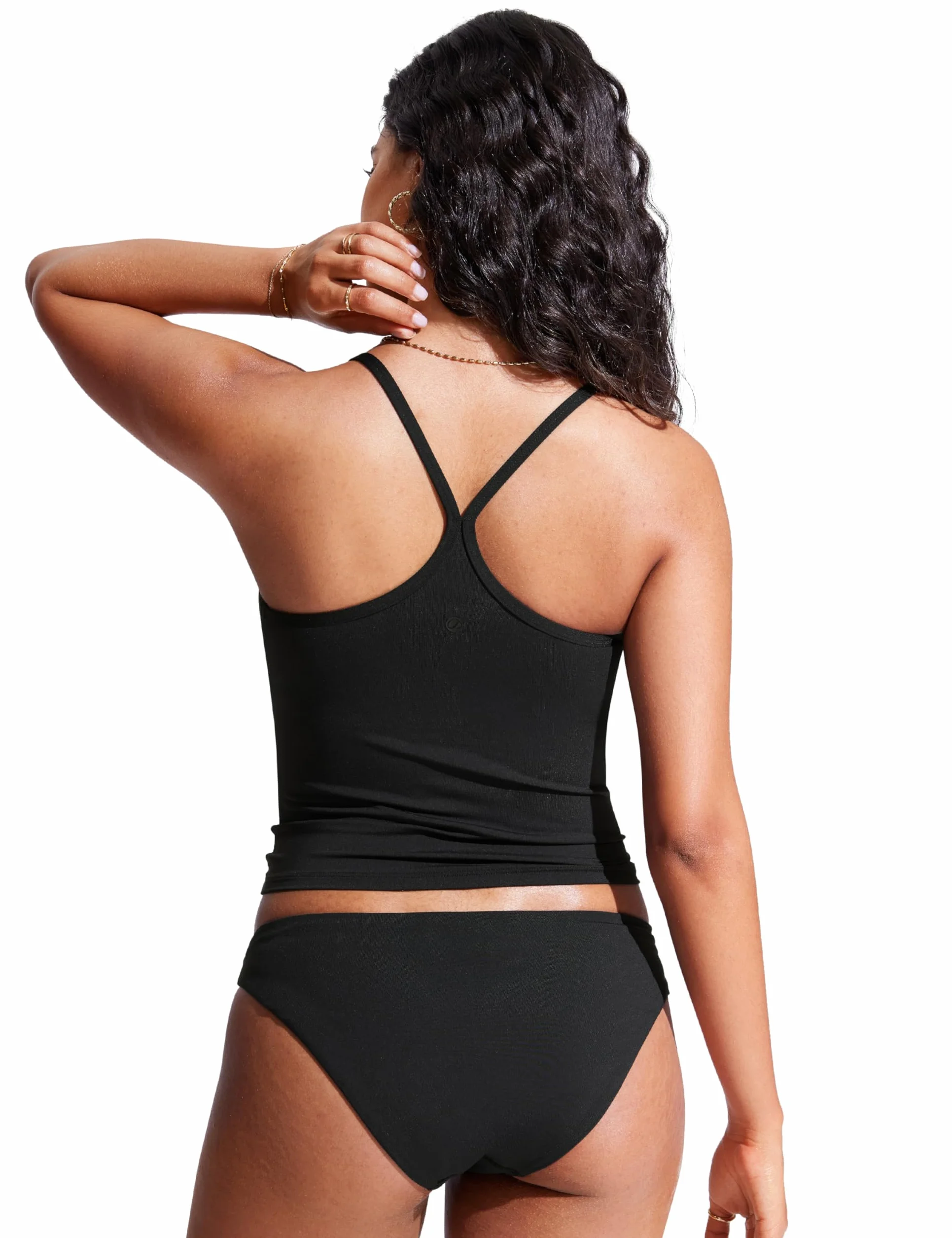 CRZ YOGA Damski top tankini racerback dekolt łódka ramiączka spaghetti kostium kąpielowy usztywniany