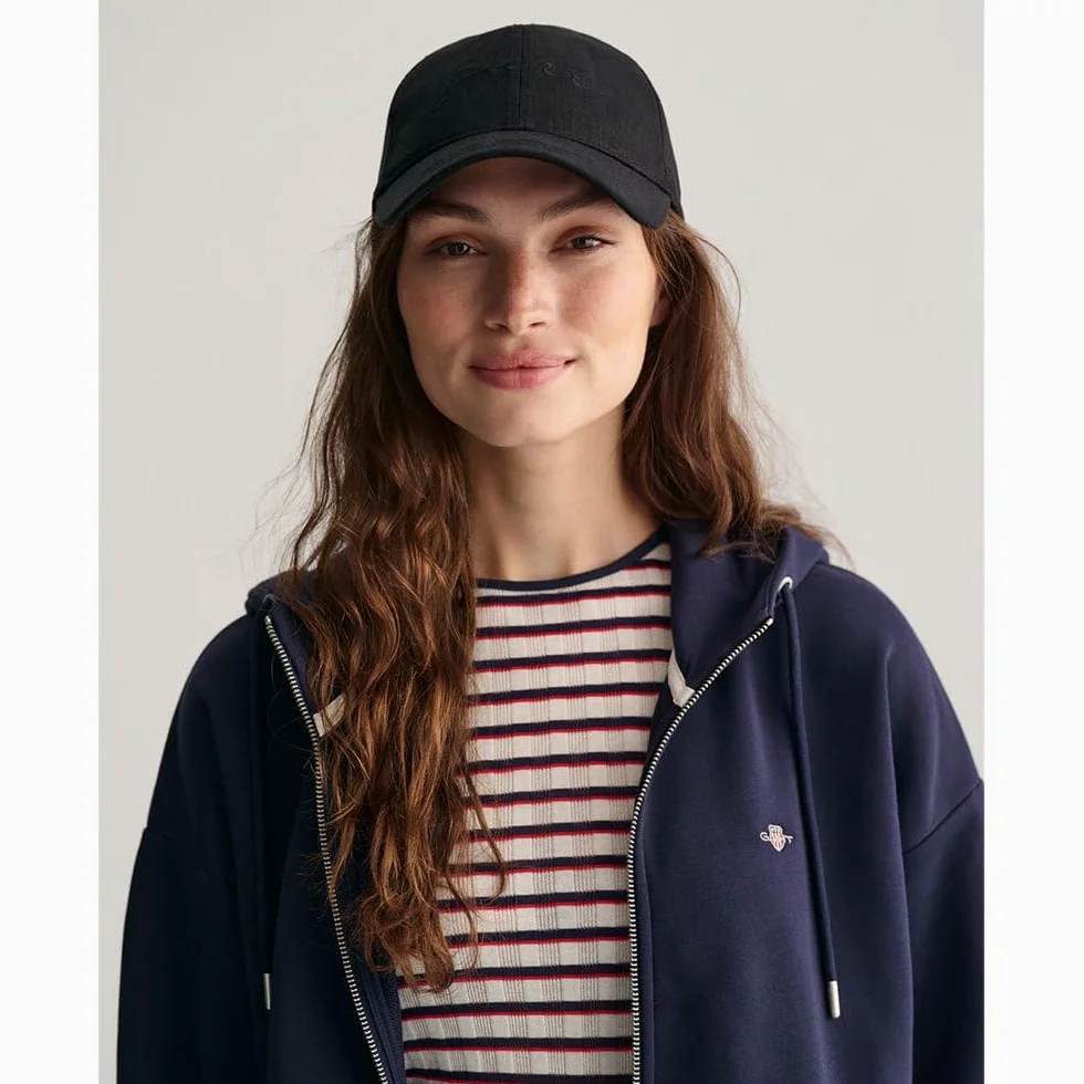 GANT Damska bluza z kapturem Shield Zip, niebieski (Evening Blue), L