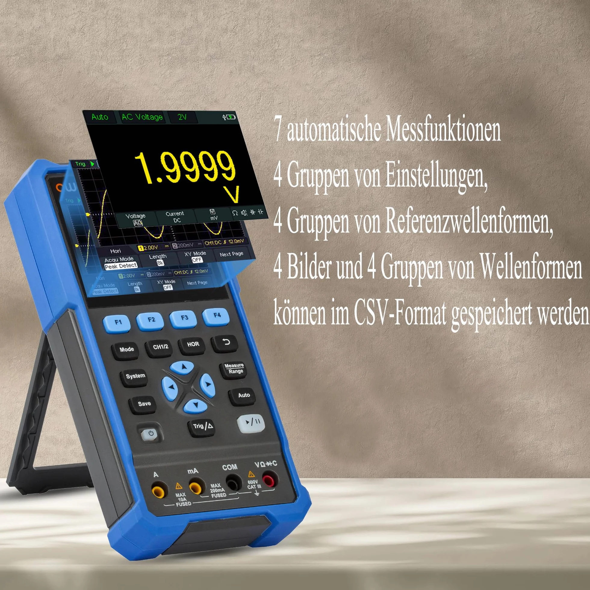 HDS2202 OWON oscyloskop 2 w 1, szerokość pasma 200 MHz, oscyloskop, dwa kanały 1 GSa/s częstotliwość próbkowania z 3,5 cala LCD funkcją automatycznej kalibracji