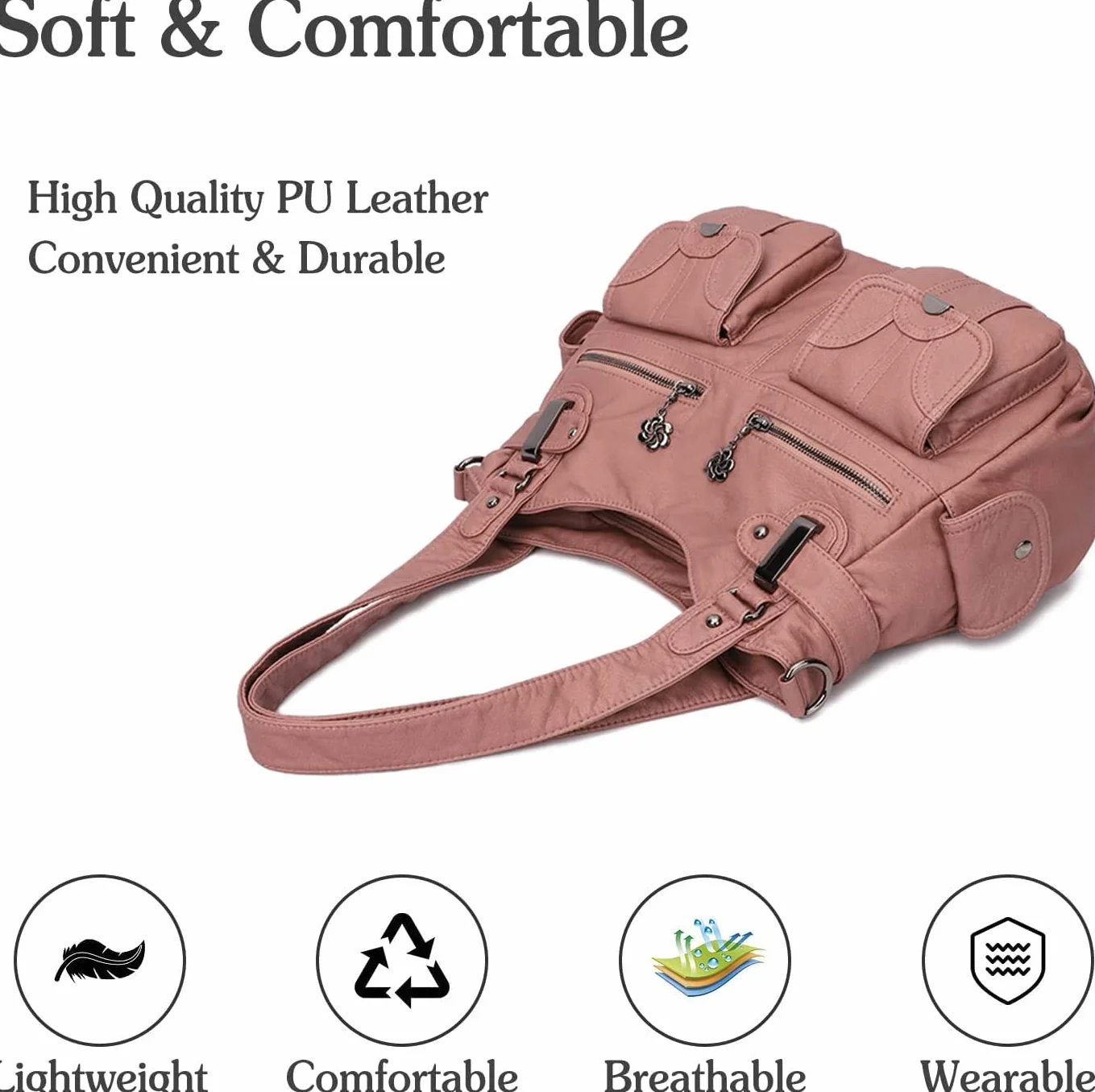 FANDARE Duże torby noszone na ramię damska torba na ramię wodoodporna torba ze skóry PU, na zakupy, impreza, szkoła, podróż crossbody hobo