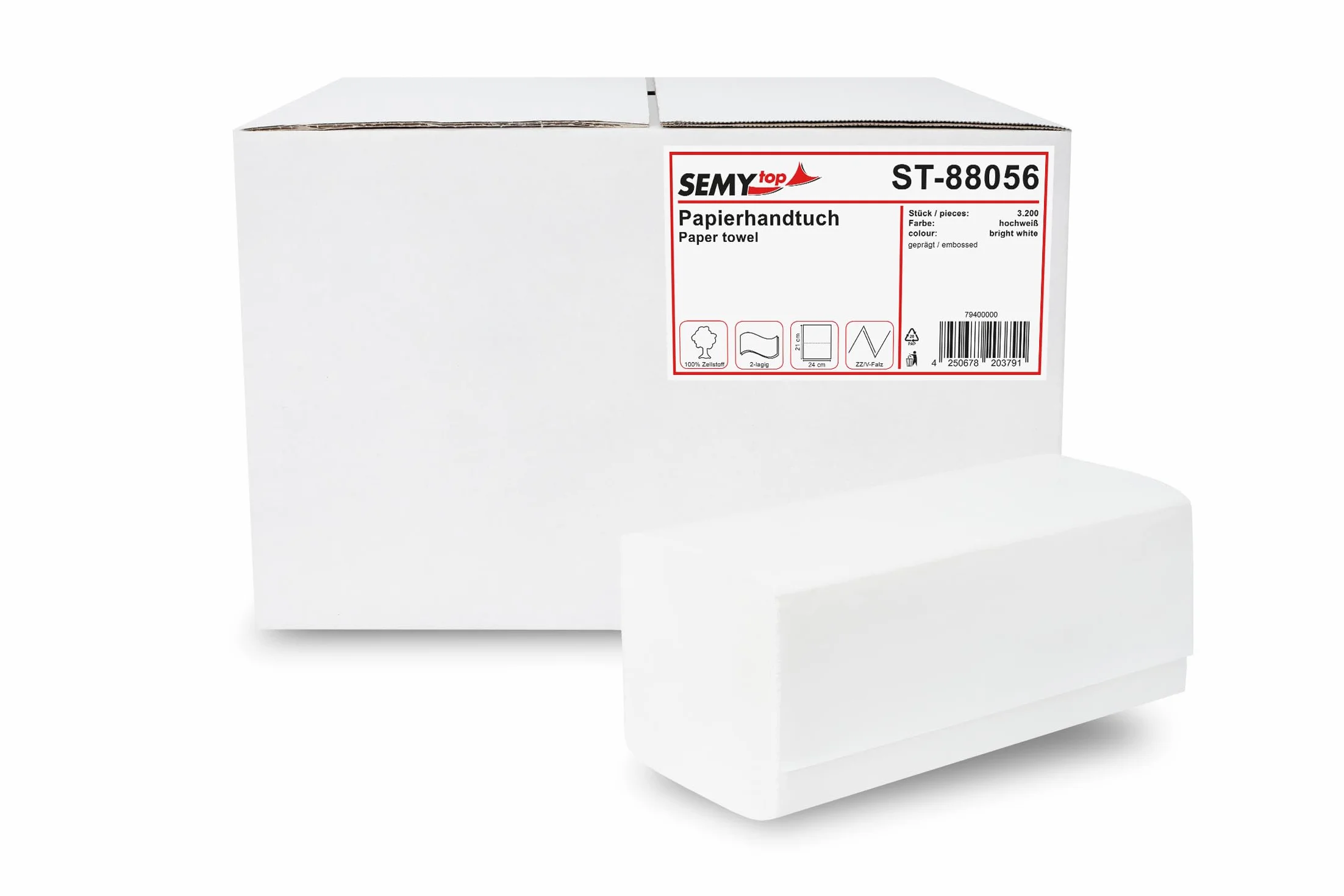 Semytop ST-88056 Ręczniki Papierowe, Biały, 3200 sztuk