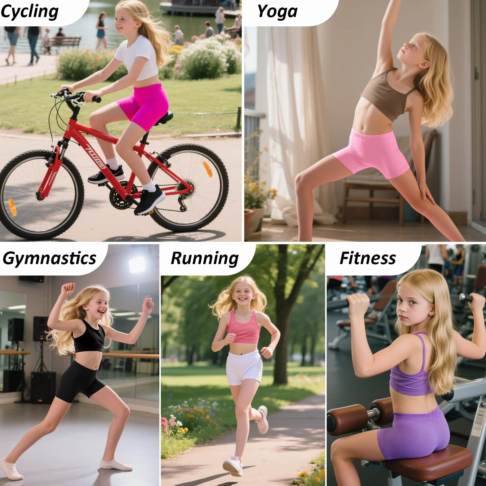 Szorty bawełniane dla dziewczynek 3 sztuki sportowe rowerowe