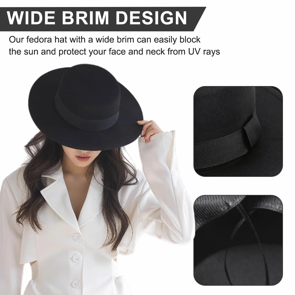Moda czarna klasyczna mieszanka wełny płaski daszek elegancka czapka Fedora styl panama czapka typu melanż kapelusz z paskiem wstążkowym