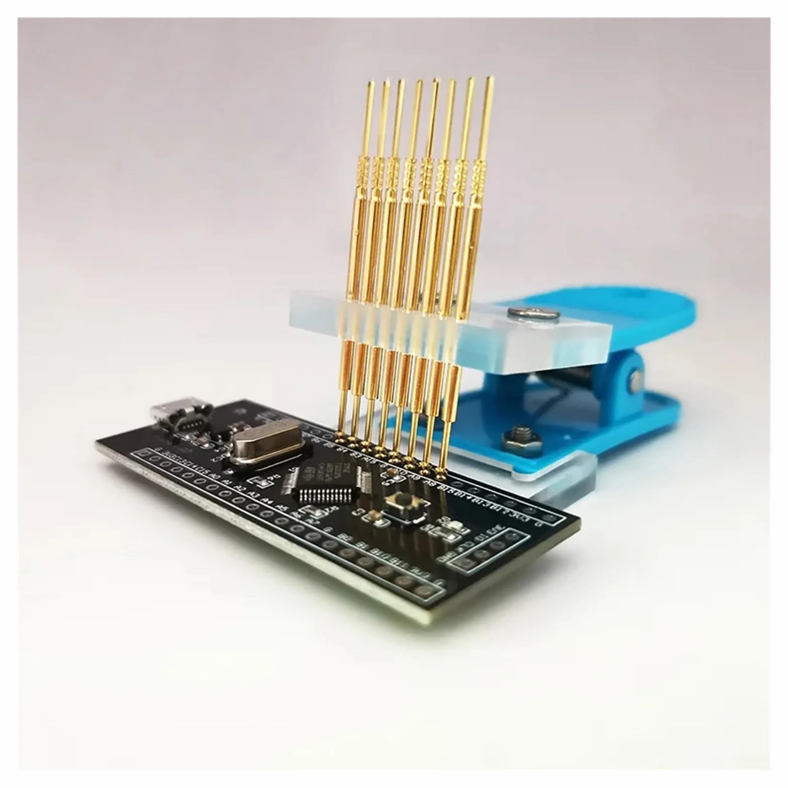 VNJUGF Pozłacane 3P 4P 5P 6P 7P 8P 9P 10P Narzędzie do zaciskania sondy PCB Program do pobrania Burn 2.54mm Pin Pitch Clamp Fixture wanglan(2.54mm 1x9Pin)
