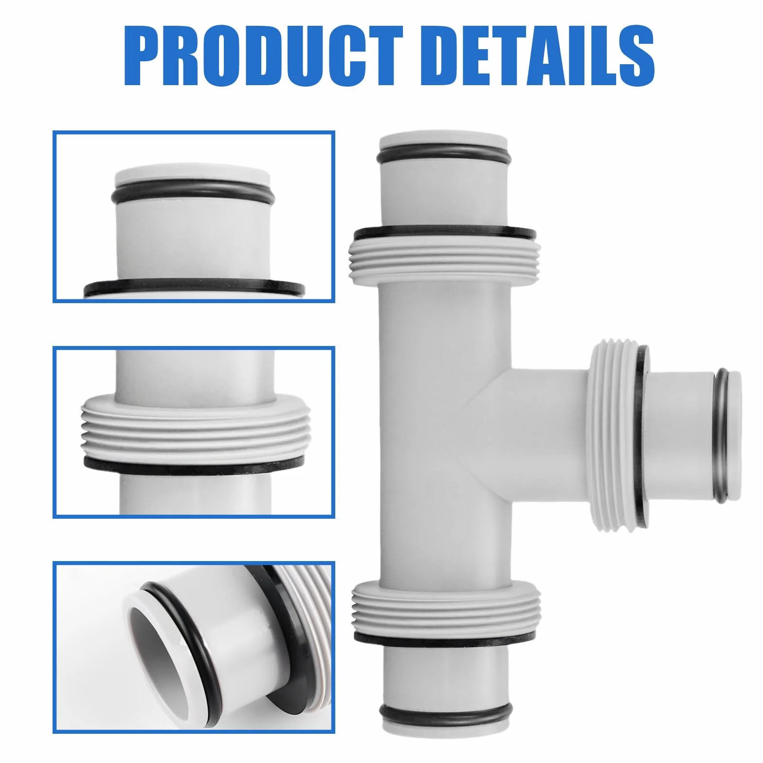 Łącznik do węża basenowego Ø 38 mm: 3-drożny łącznik węża basenowego, trójnik, 38 mm, 3-drożny zawór 38 mm, złącze do węża basenowego, adapter do Intex Bestway Coleman