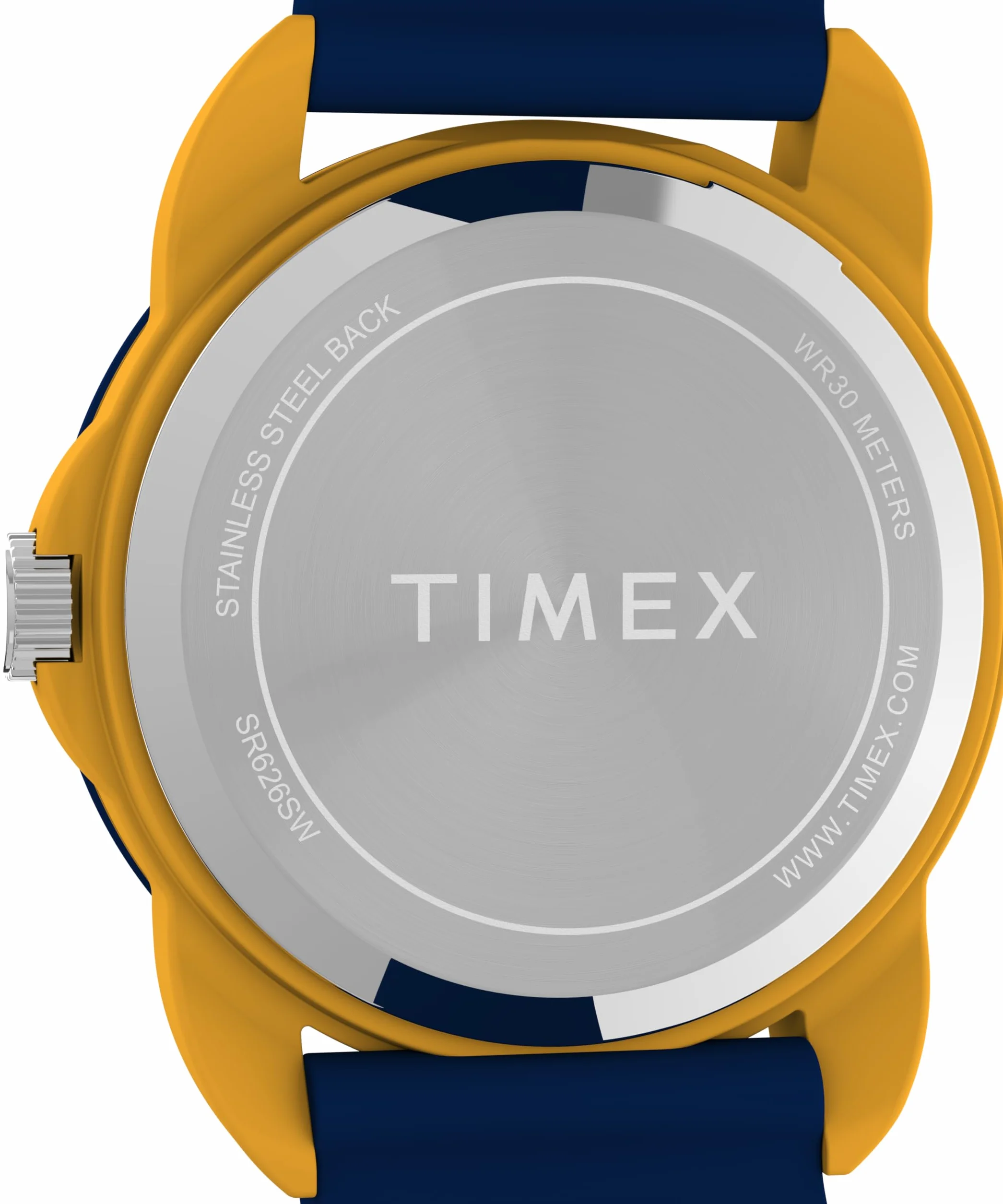 Timex Zegarek dla Dzieci Time Machines 30 mm Niebieski Silikonowy Pasek Czarna Tarcza Żółta Obudowa