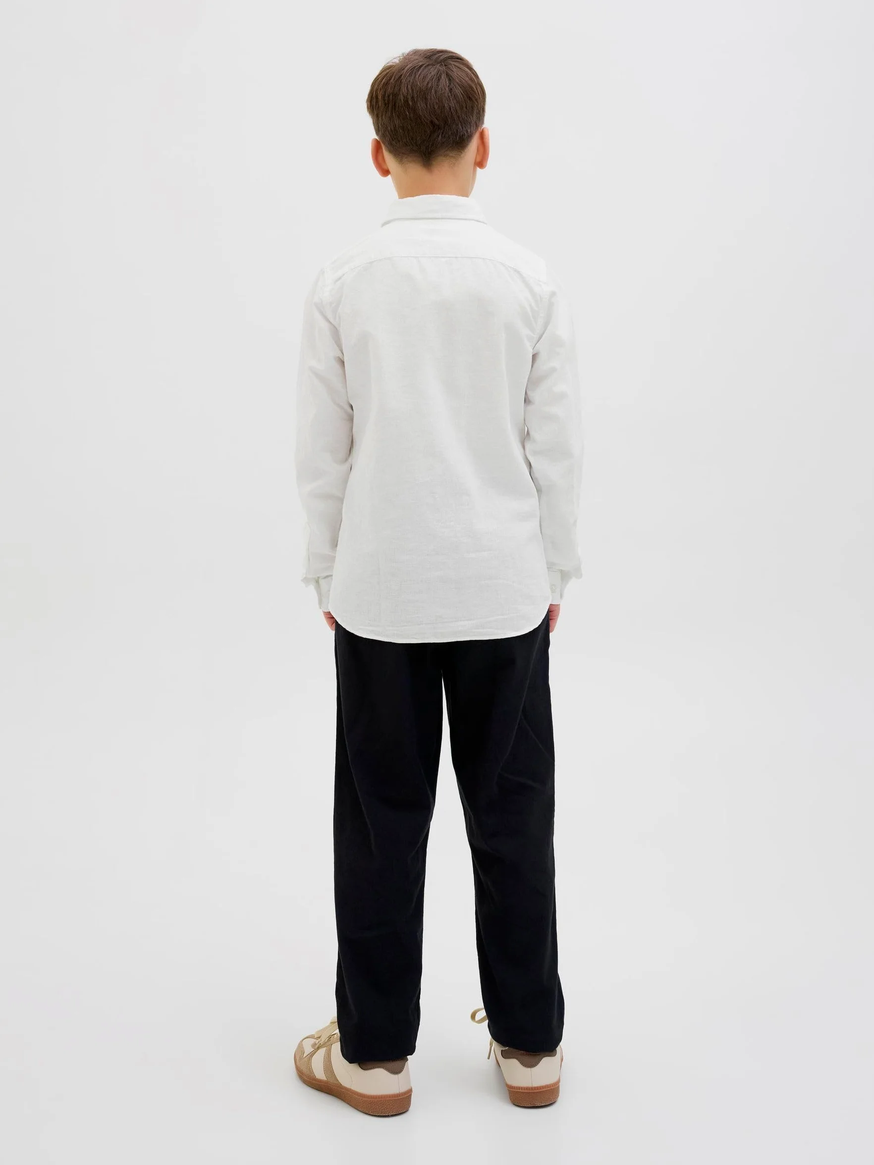 JACK&JONES JUNIOR Chłopięca koszulka Jjebreeze Ls Sn Jnr koszula z długim rękawem, biały, 164