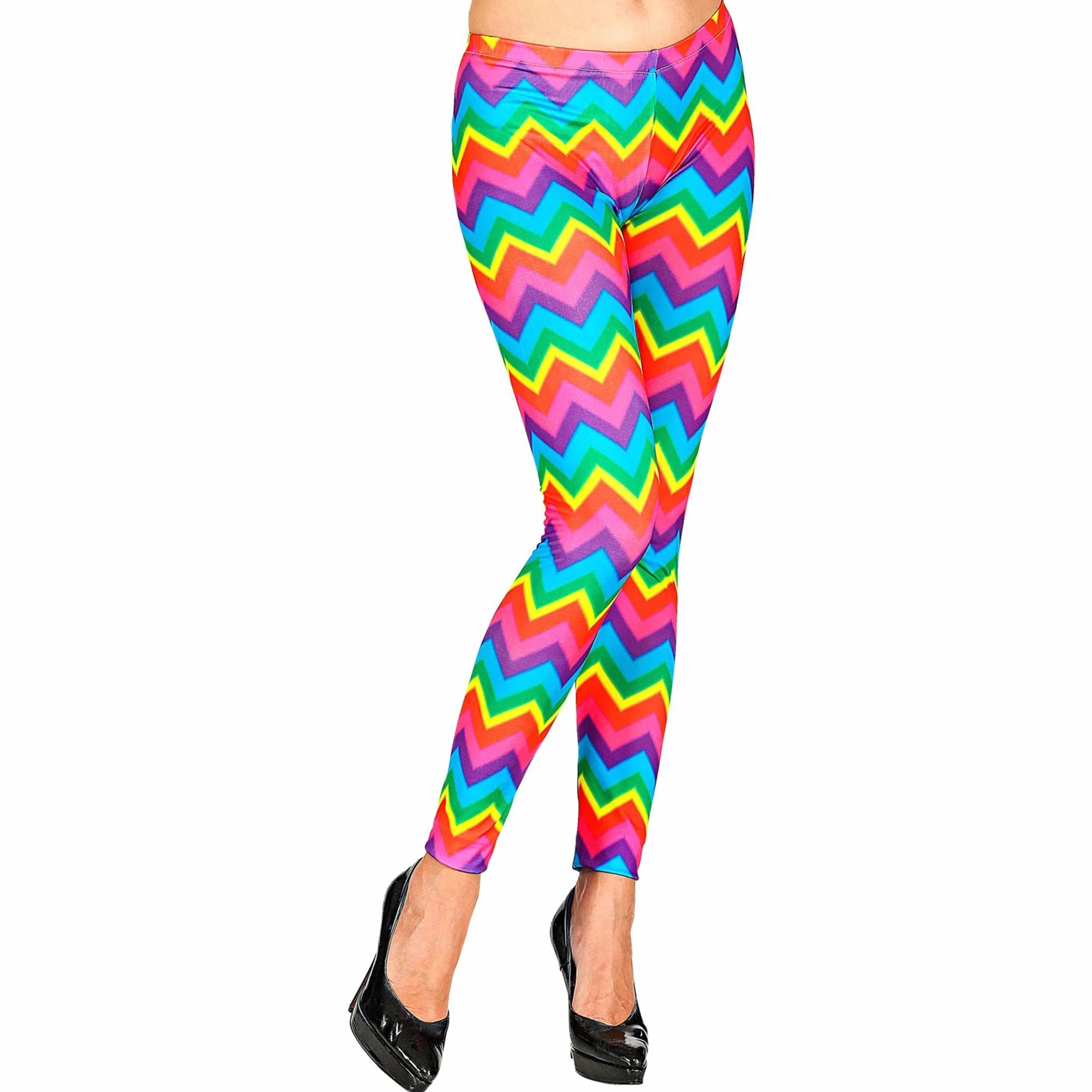 W WIDMANN MILANO Party Fashion - Legginsy 80s, lata 80, gorączka disco, zły smak, wzór w paski, impreza tematyczna, karnawał
