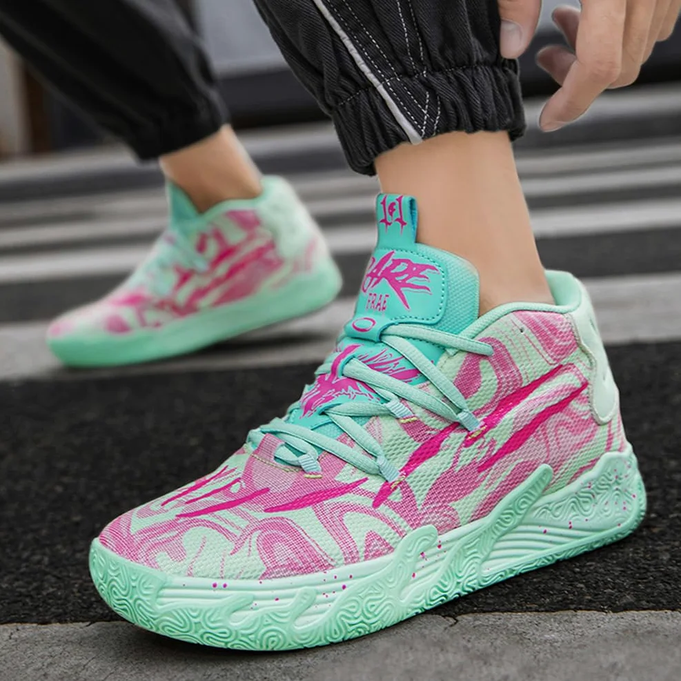 Męskie buty do koszykówki modne antypoślizgowe trampki i buty sportowe unisex lekka gumowa podeszwa zewnętrzna, oddychające, sportowe trampki młodzieżowe