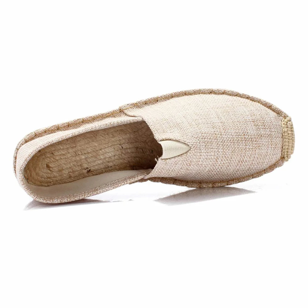 Słomiane buty plażowe, lniane, męskie, płócienne, espadryle, damskie, wsuwane, płaskie