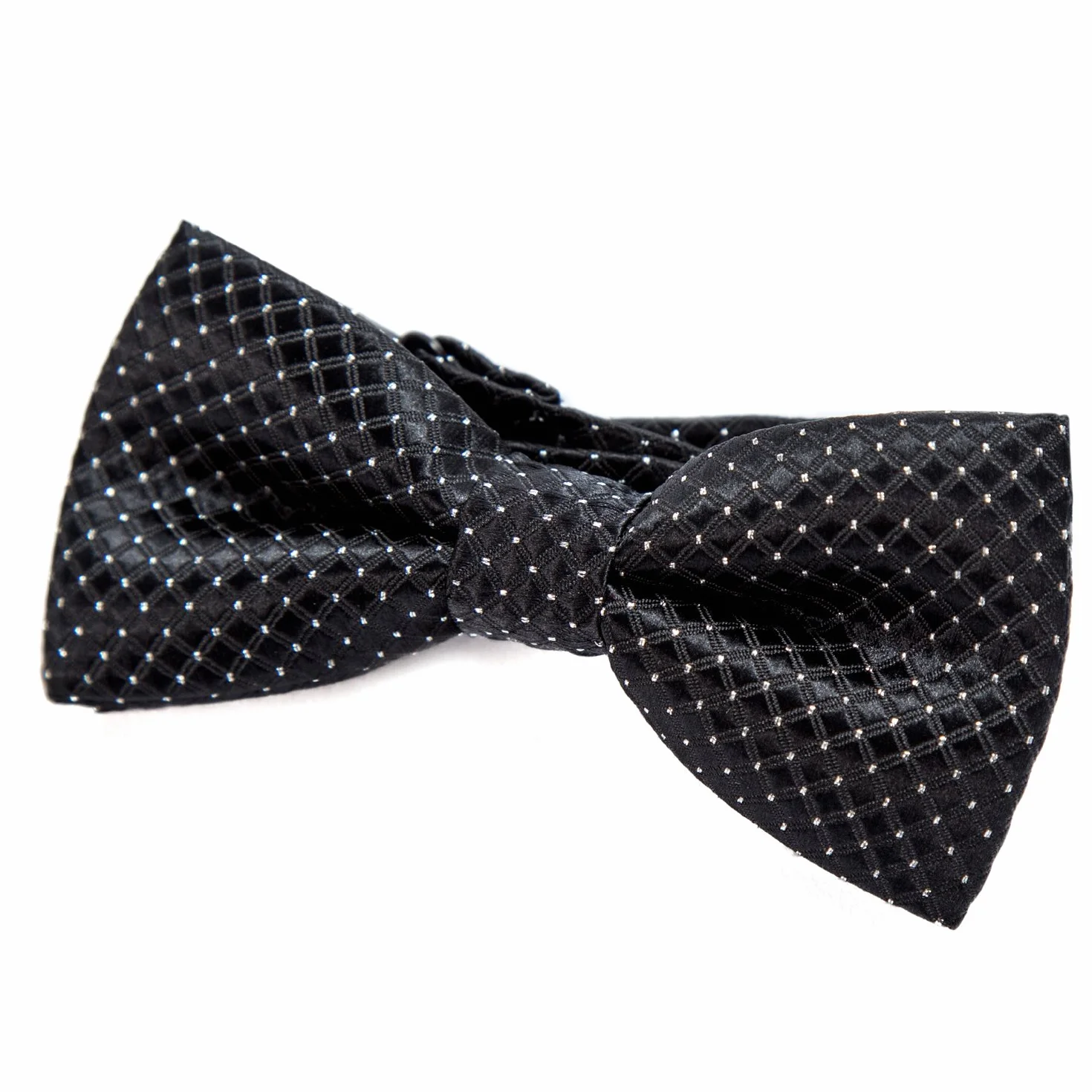 DonDon Elegancka mucha dziecięca chłopięca zawiązana z regulowaną długością paska 9 x 4,5 cm z połyskiem w srebrne kropki